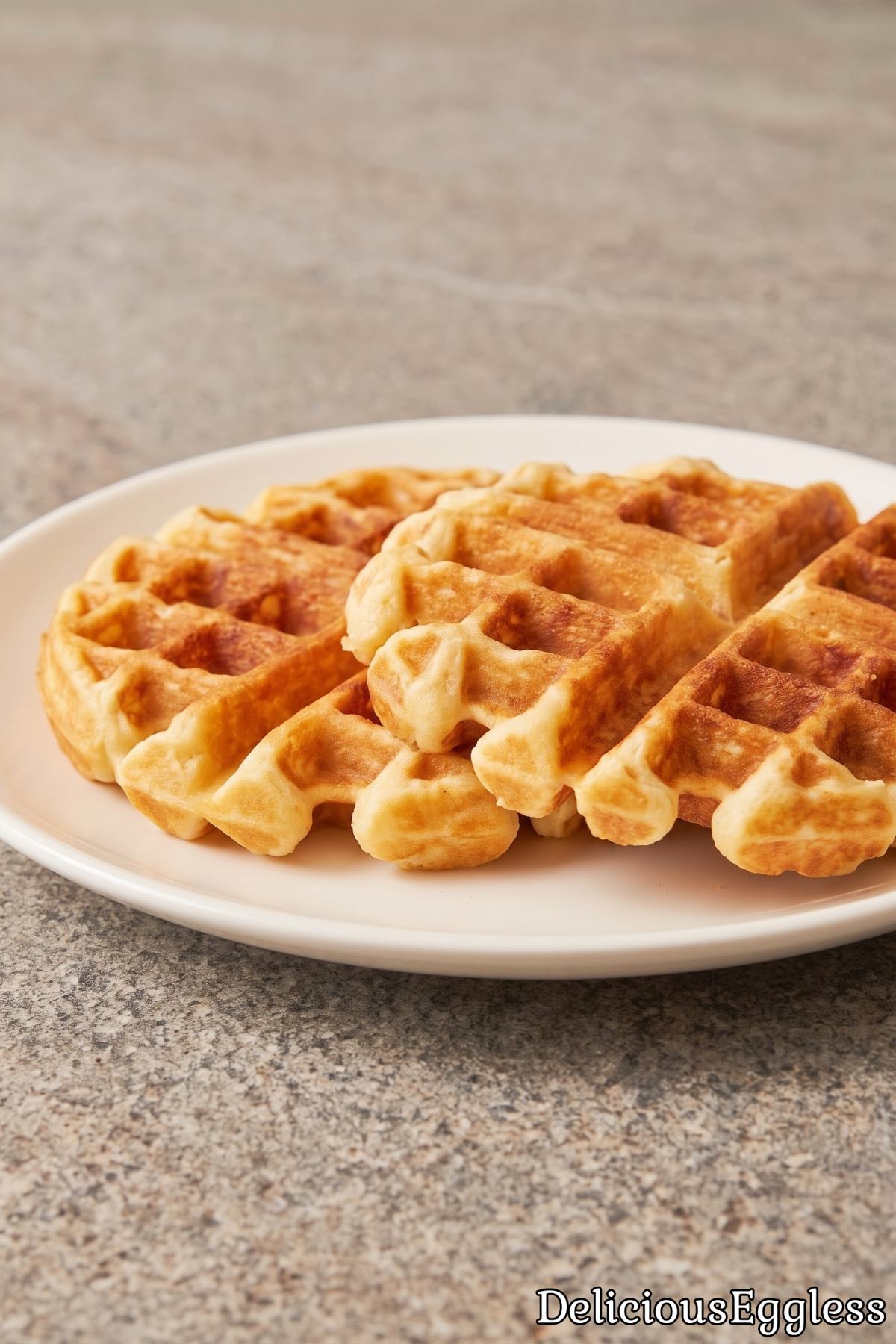 Tasty eggless Belgian waffle with syrup.