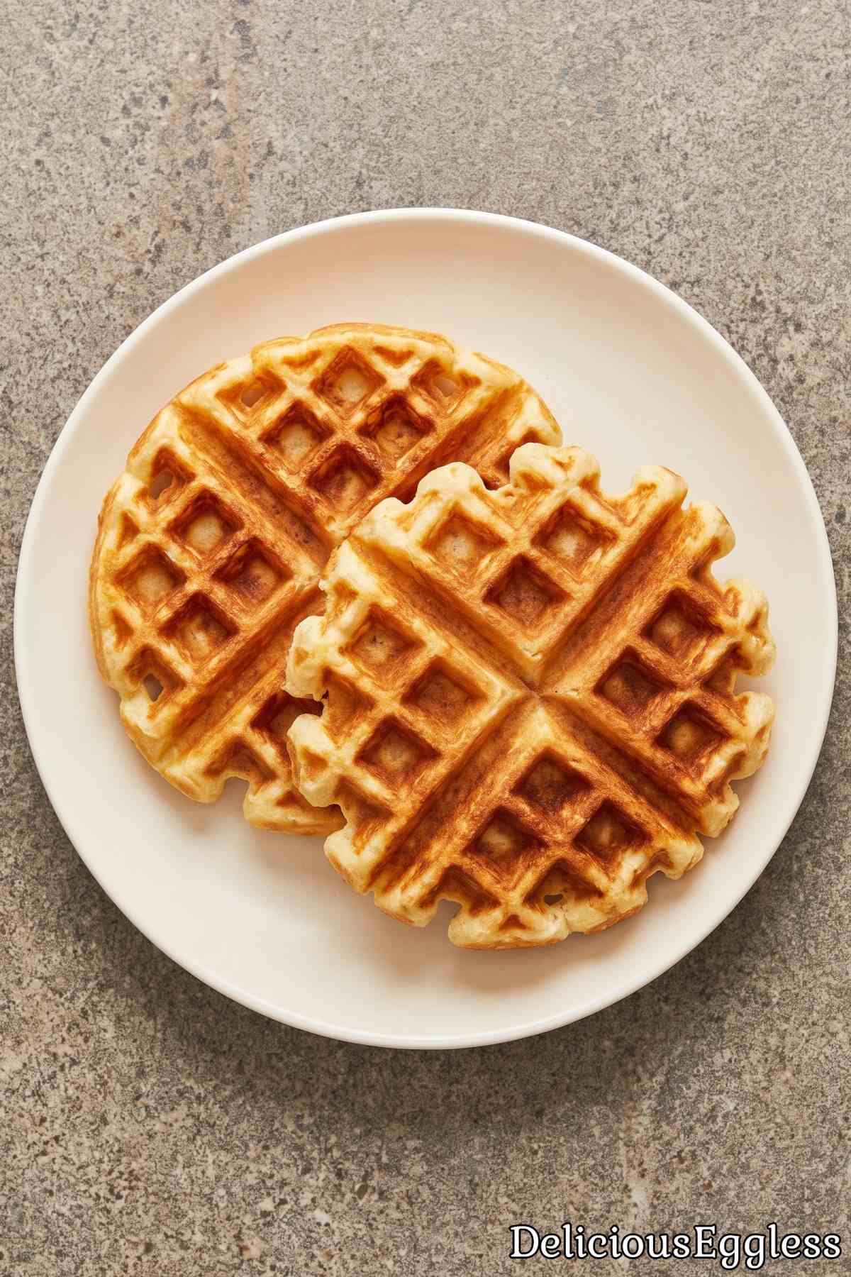 Delicious eggless crispy Belgian waffles.