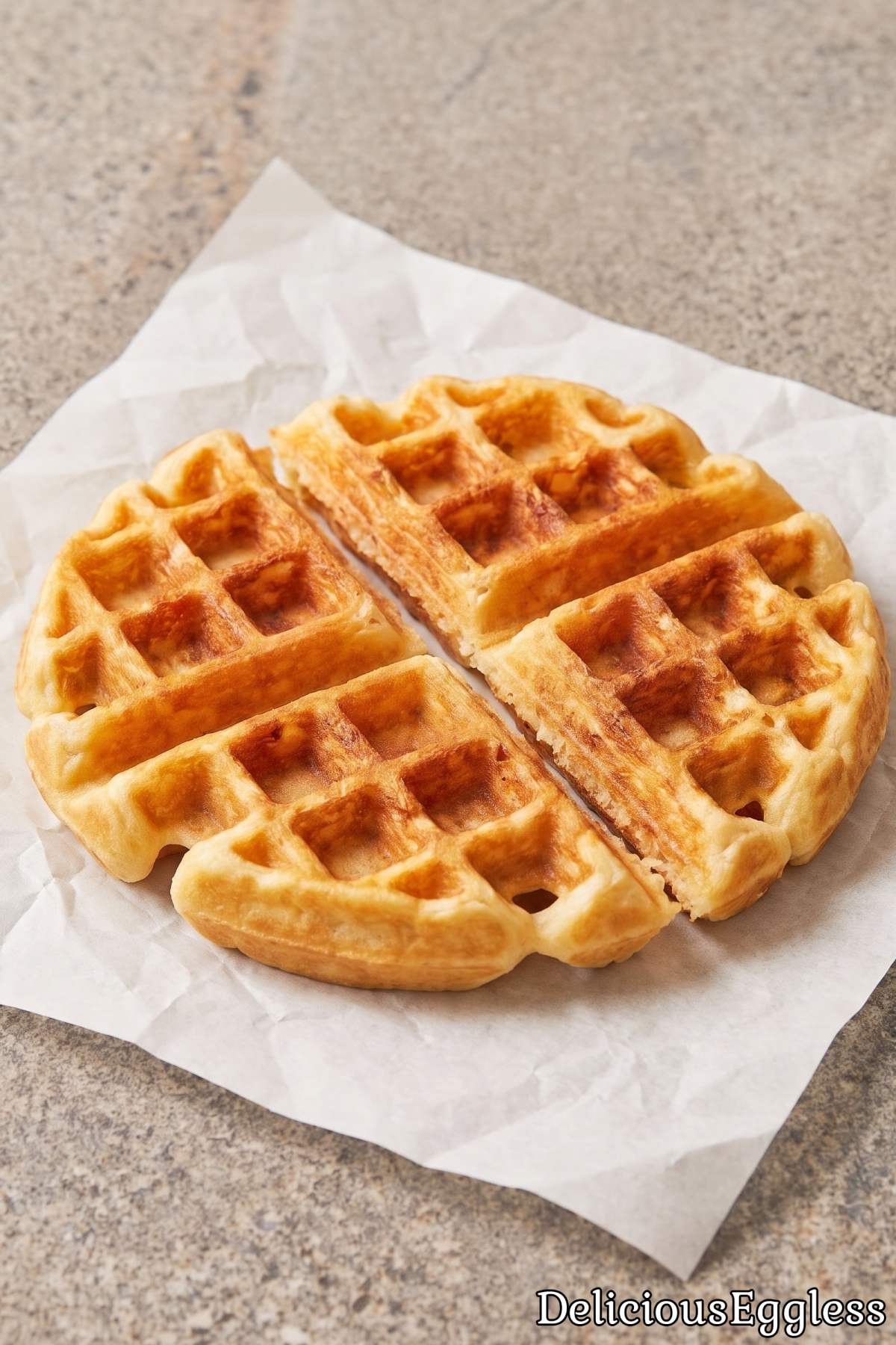 Perfect eggless crispy Belgian waffle.