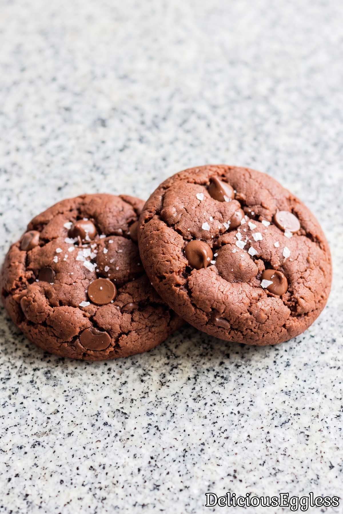 Fudgy eggless double chocolate cookies