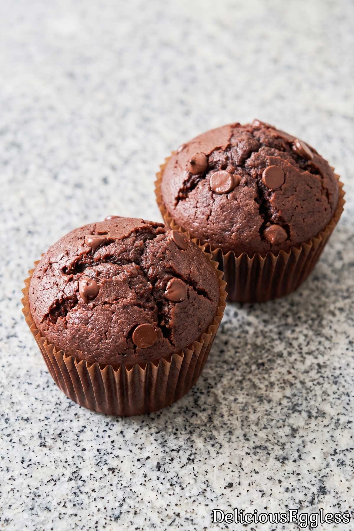 Warm eggless double chocolate muffin top