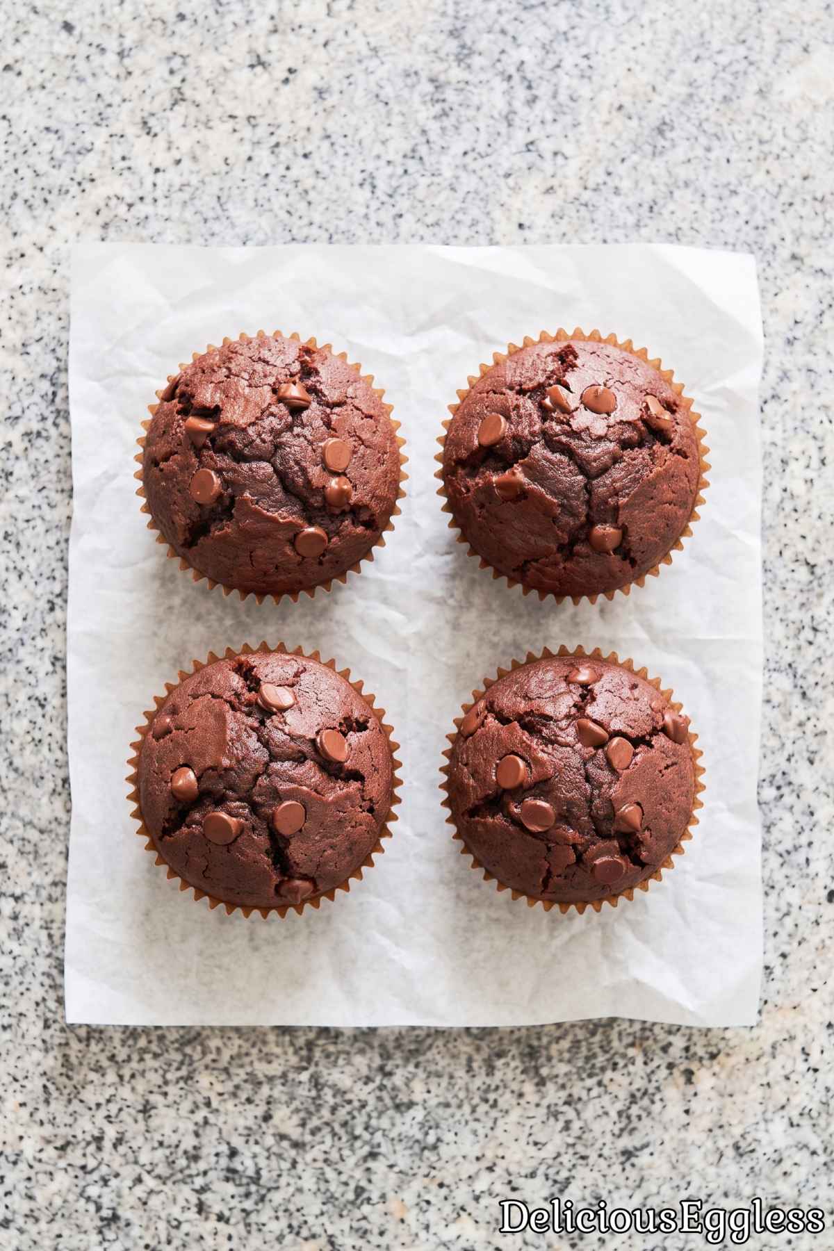 Rich chocolate chip eggless muffins