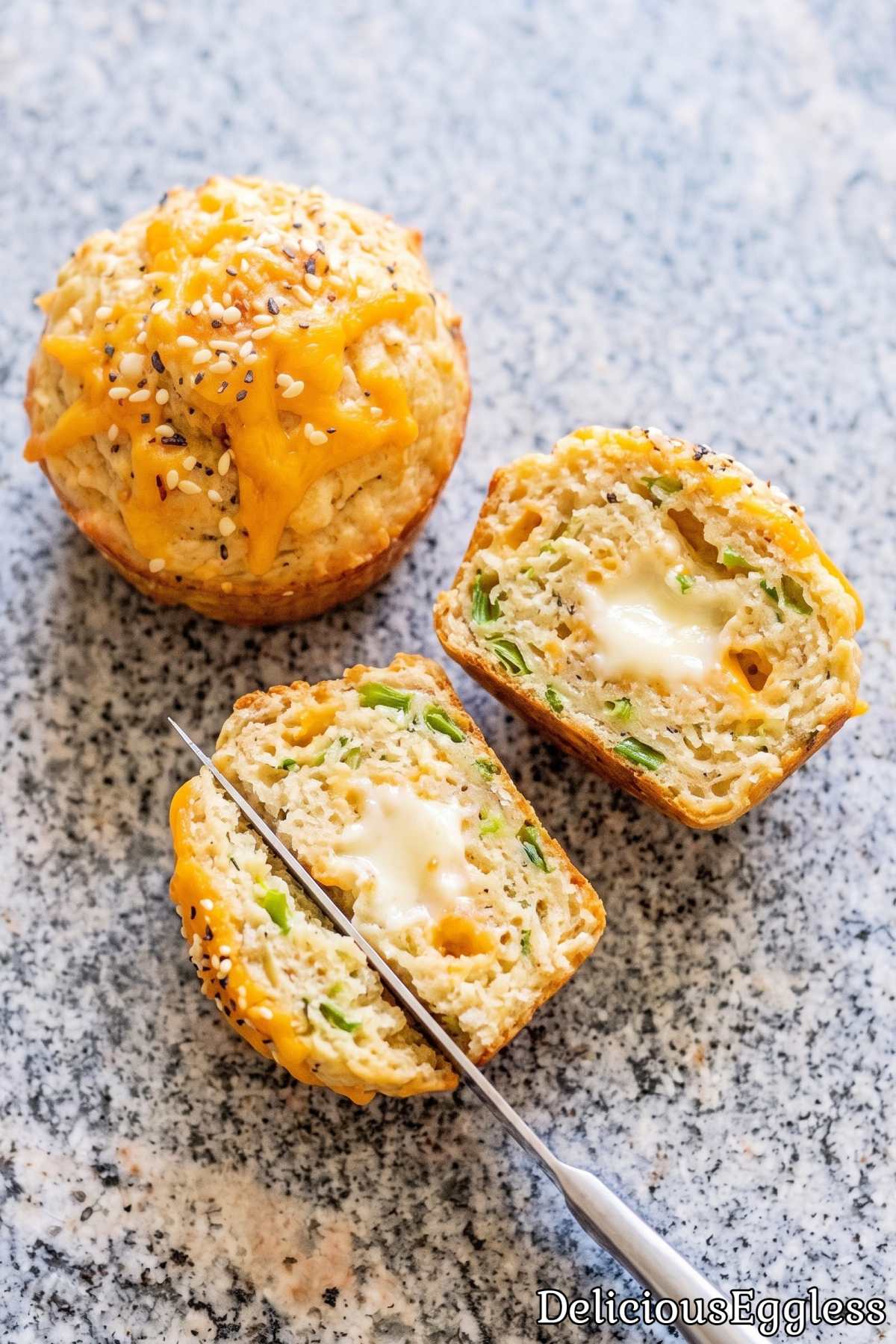Batch of baked egg free savory muffins