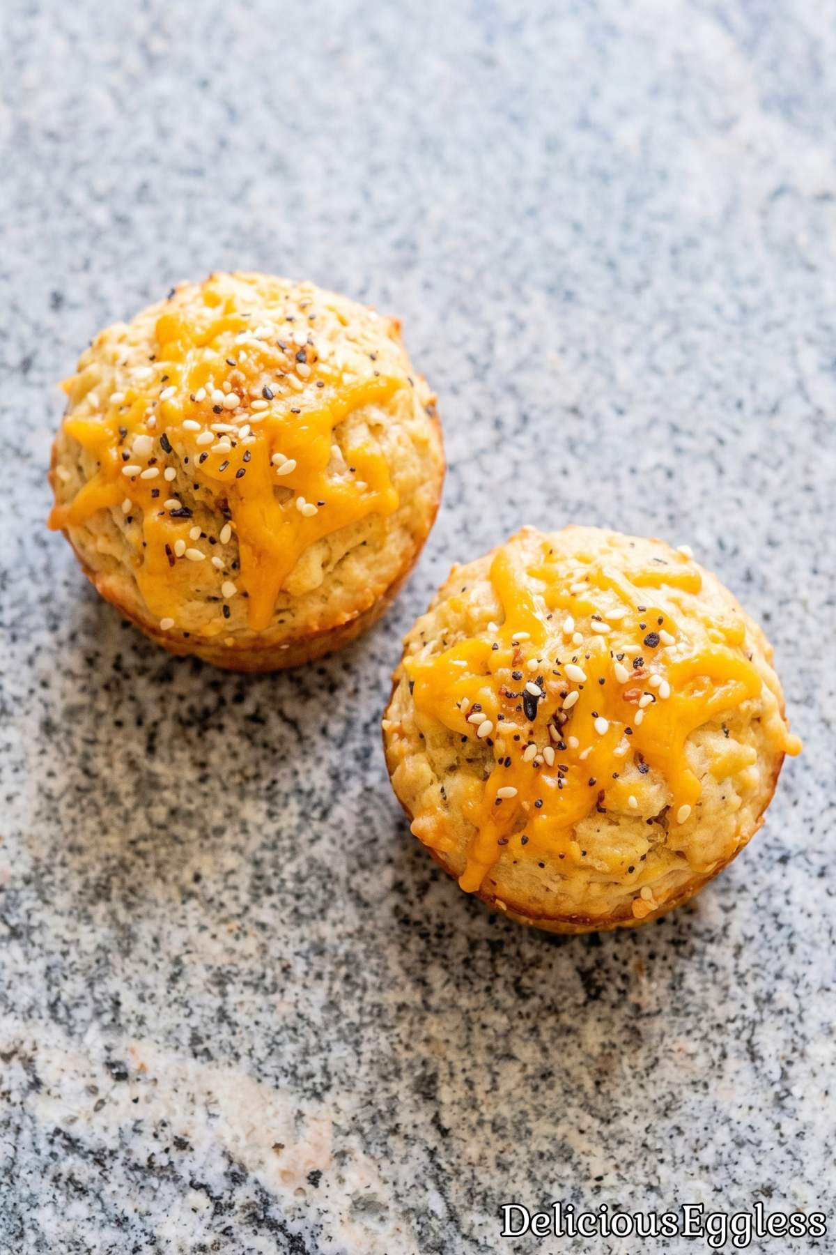Warm savory muffins with bagel seasoning