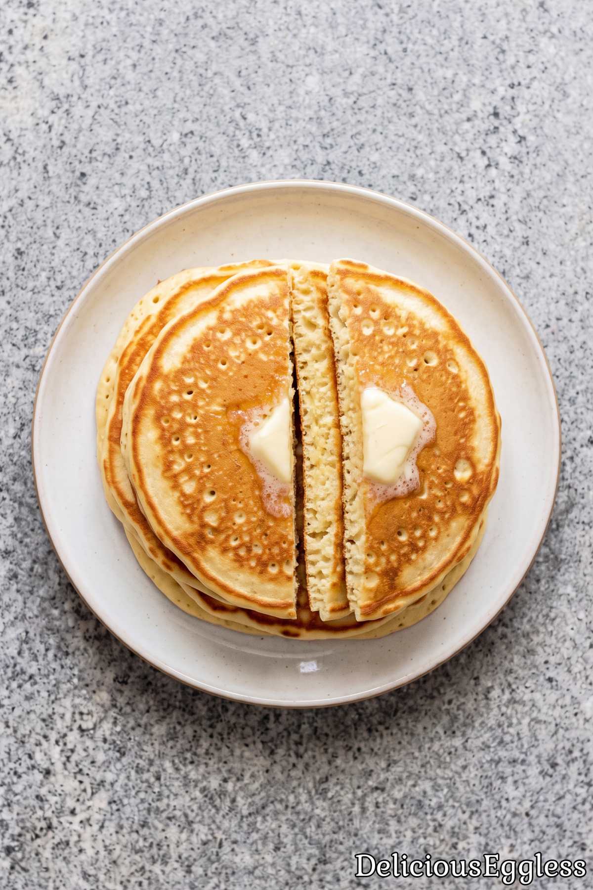 Fluffy eggless buttermilk pancakes