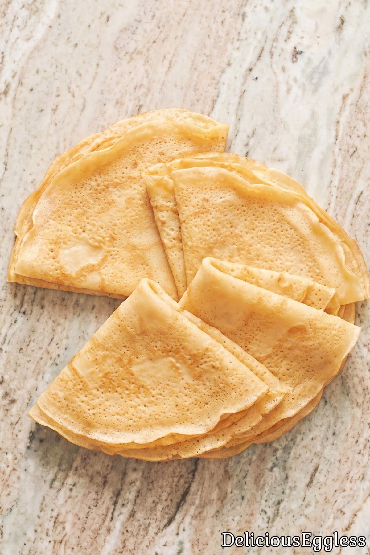 Freshly made thin eggless French crepes