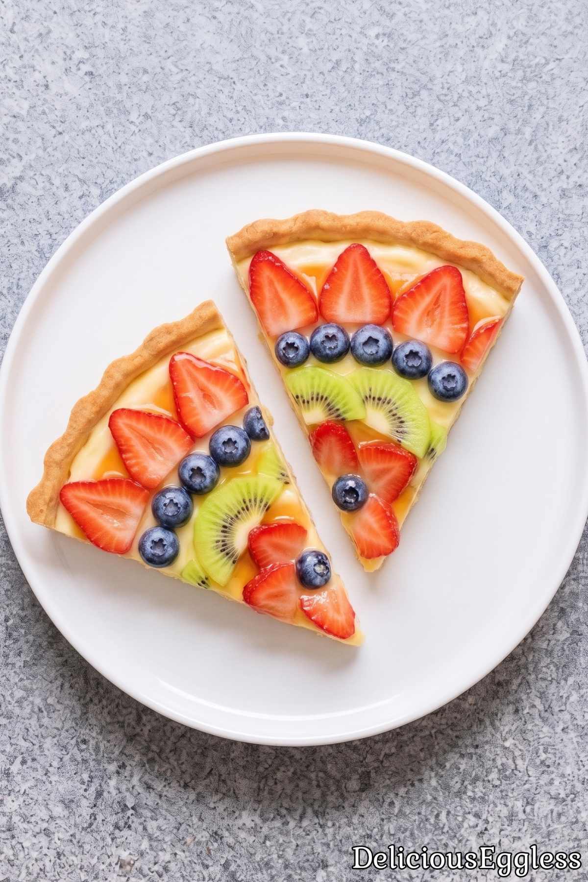 Easy eggless fresh fruit tart recipe.