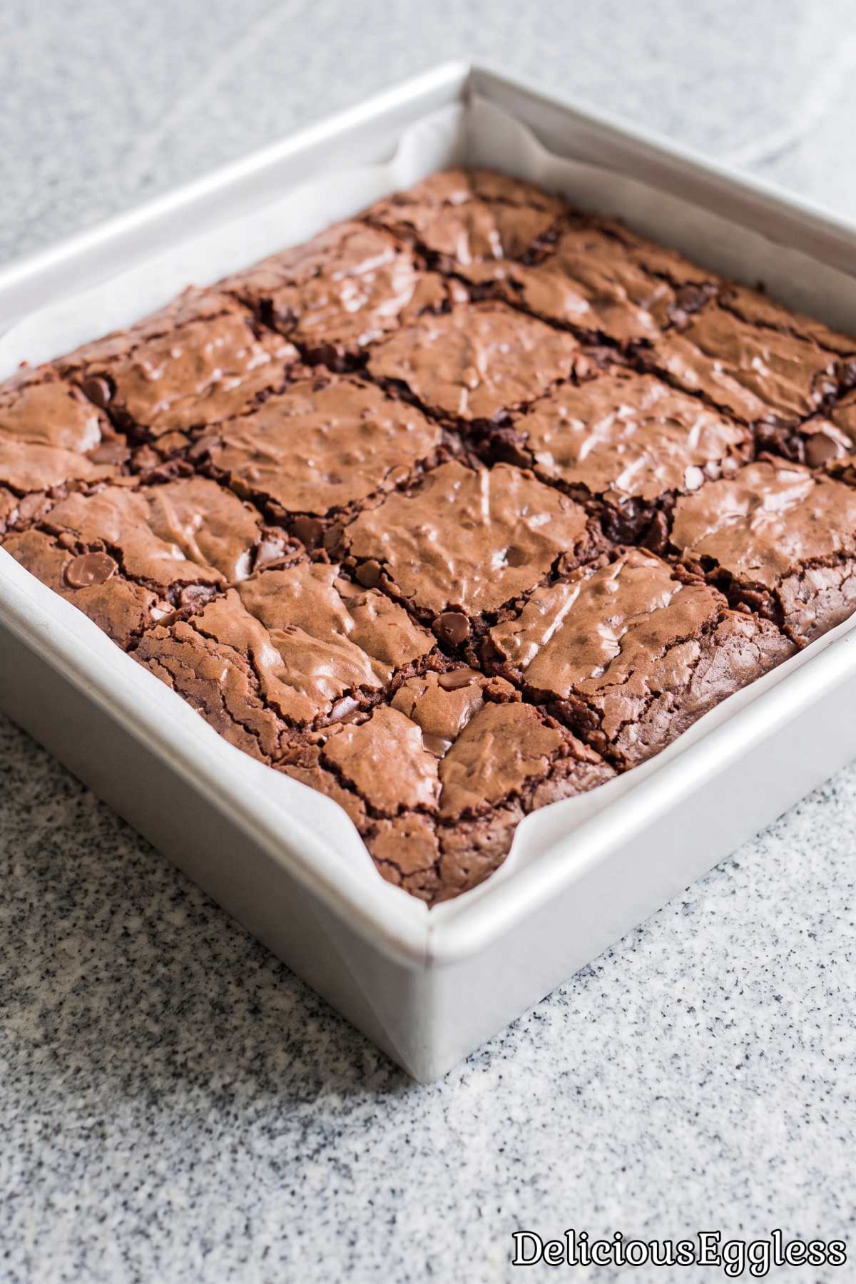 Decadent eggless chocolate brownie slice