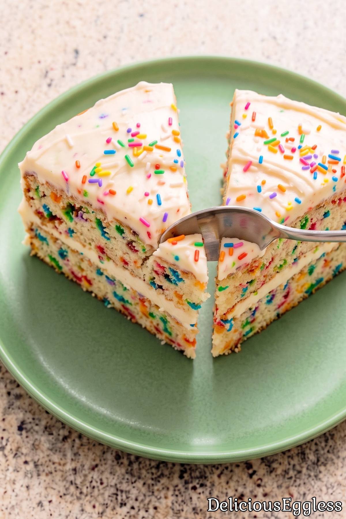 Soft eggless rainbow sprinkle cake