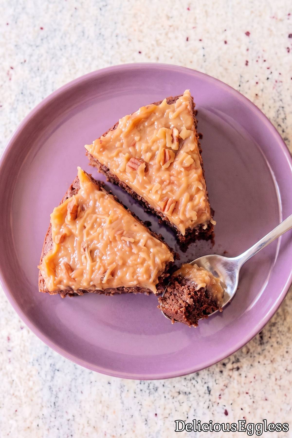 Delicious eggless German chocolate dessert