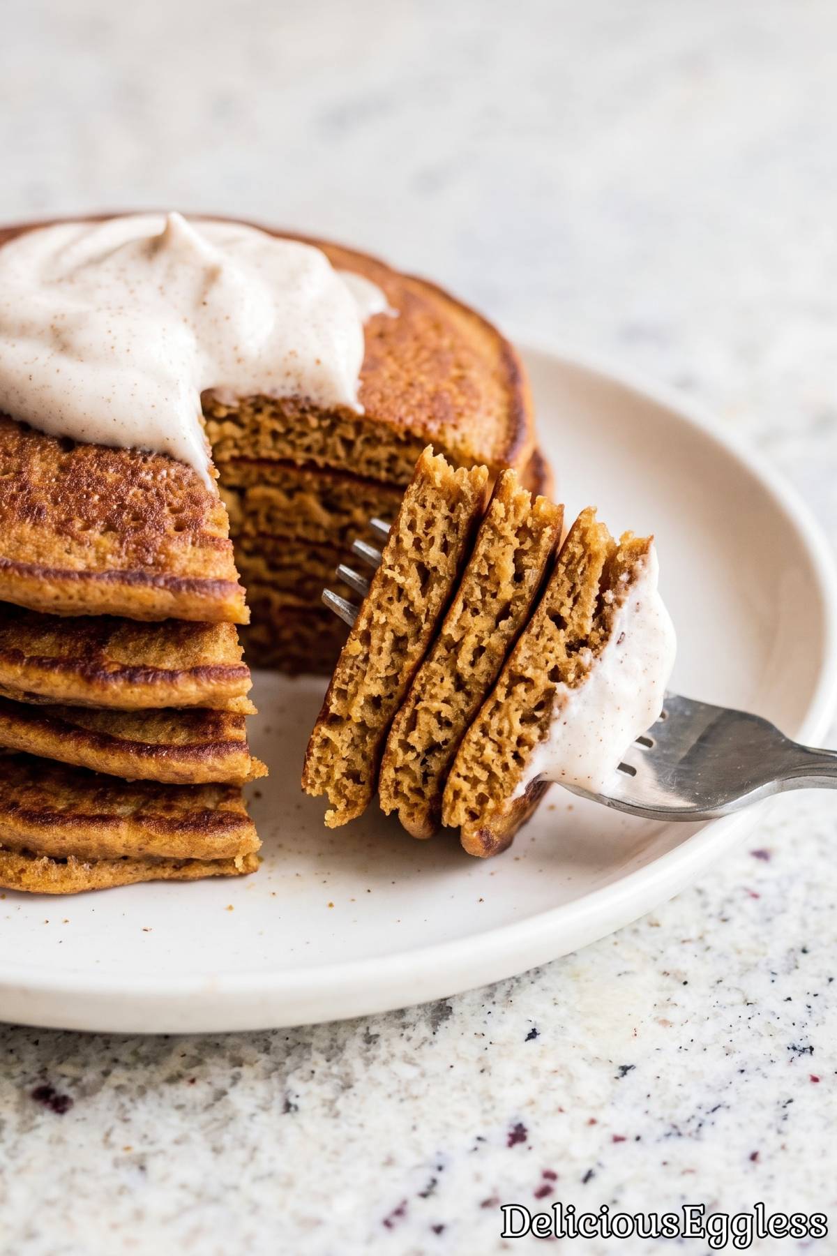 Festive spiced eggless gingerbread pancakes