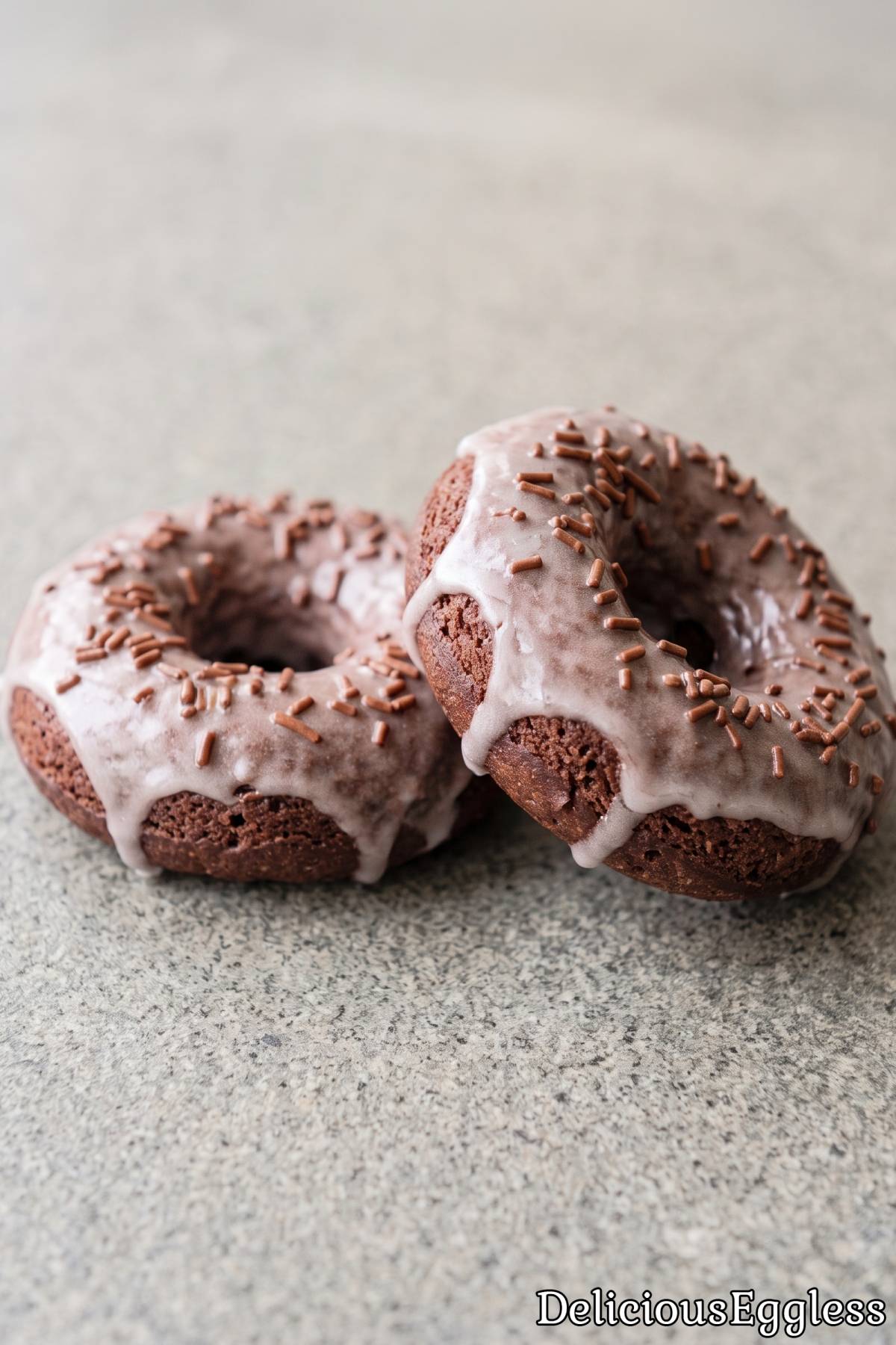 Tasty eggless baked chocolate glazed donuts