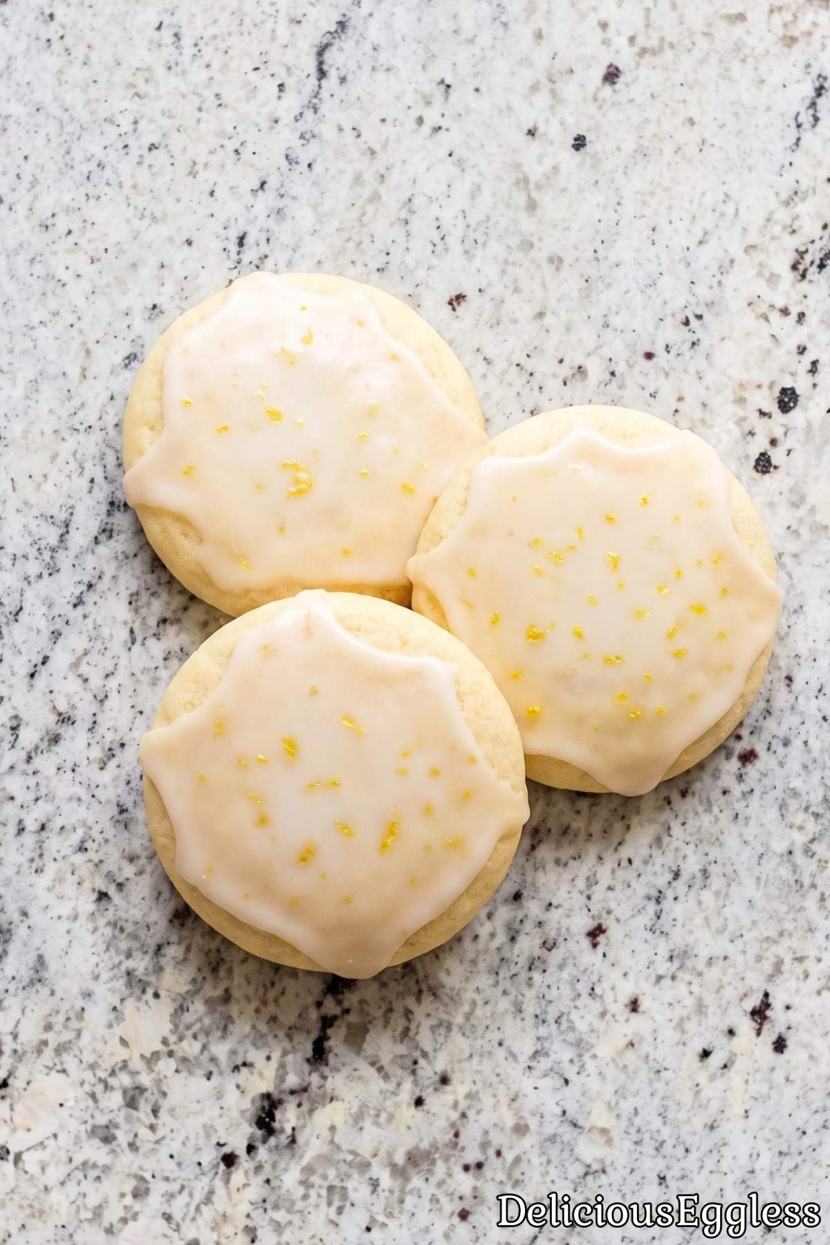 Plate of eggless glazed lemon cookies