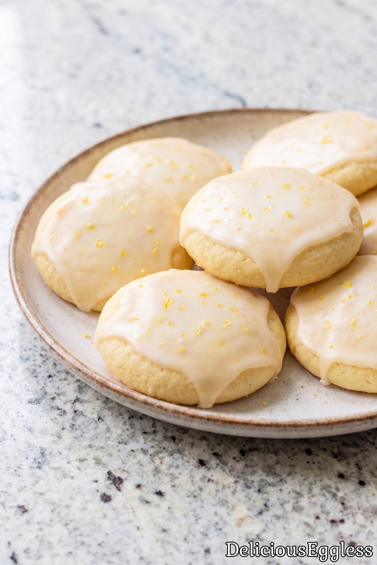 Fresh glazed lemon cookies without eggs