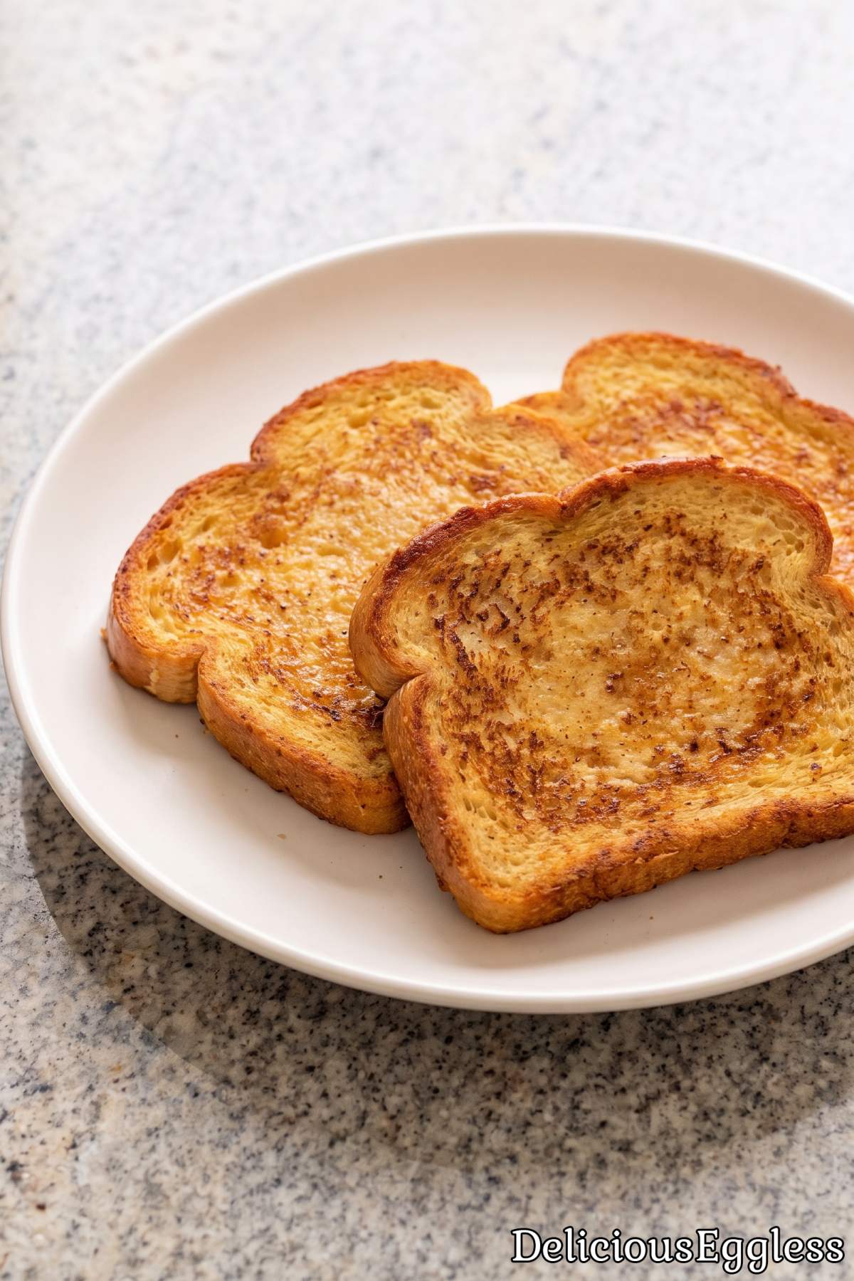 Stack of warm eggless golden french toast