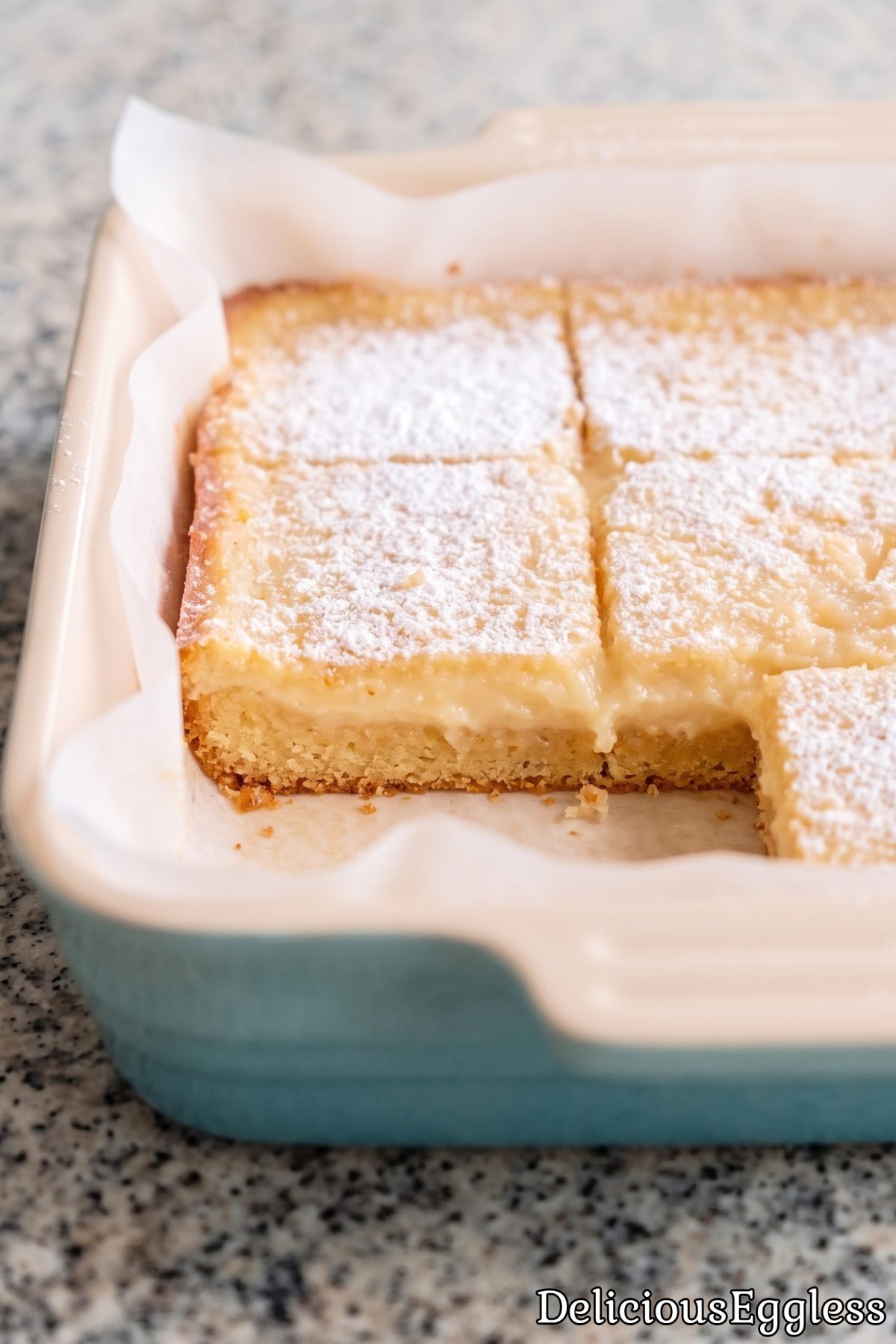 Golden eggless gooey butter cake