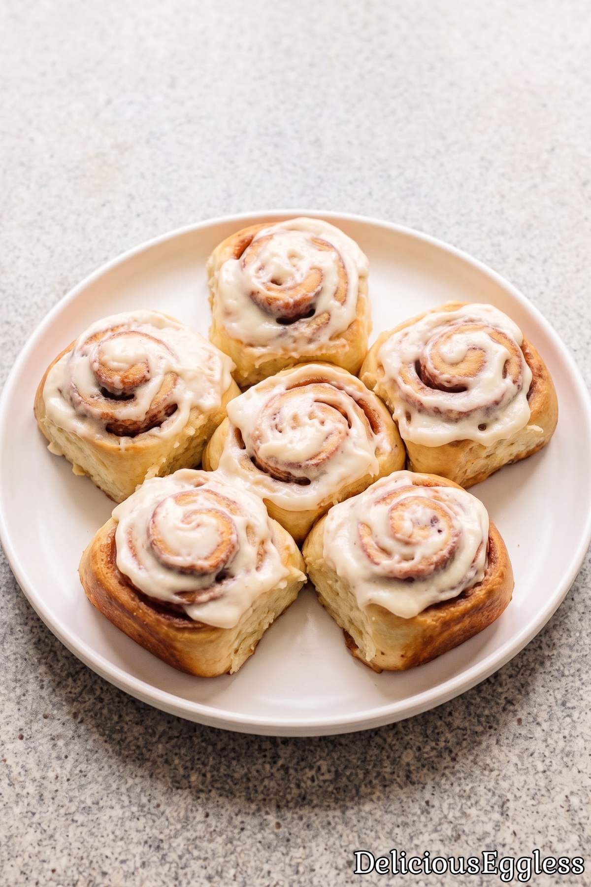 Freshly baked gooey eggless cinnamon rolls
