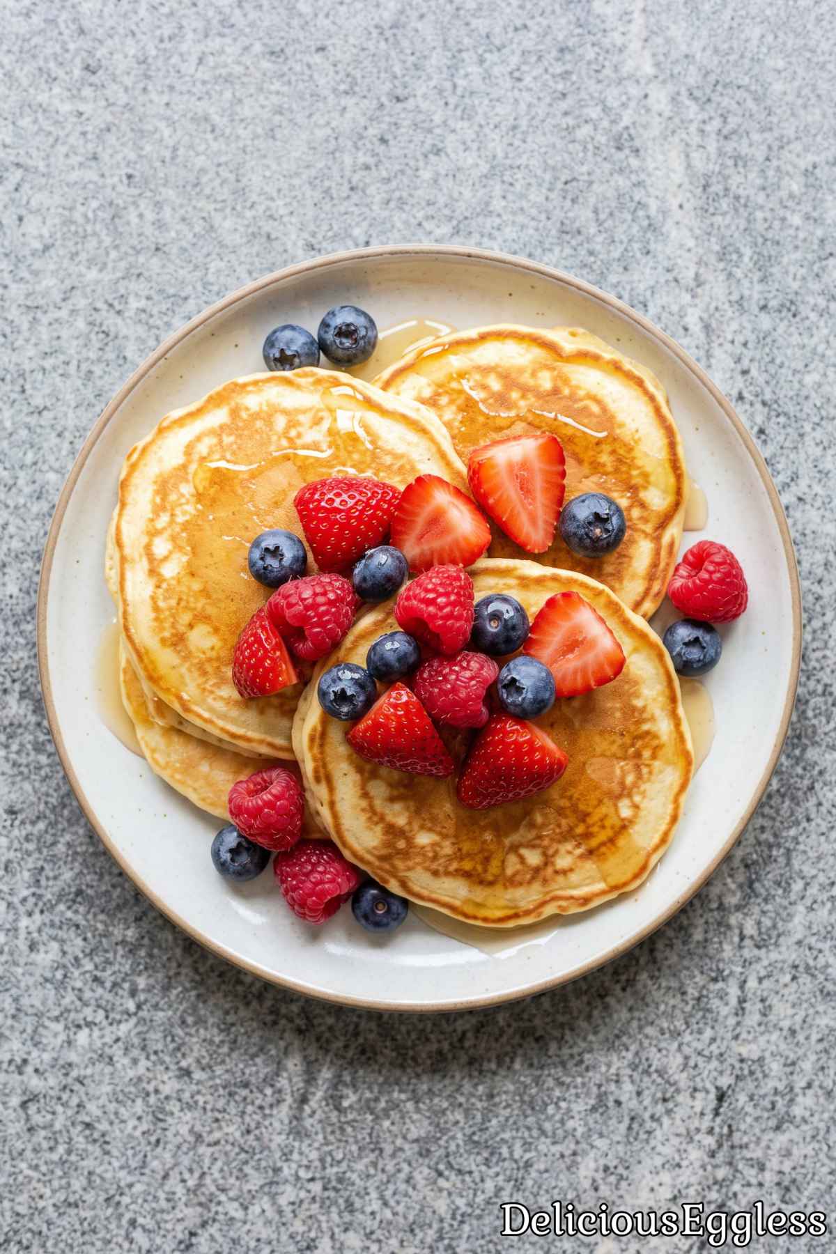 Eggless Greek yogurt pancakes on a plate