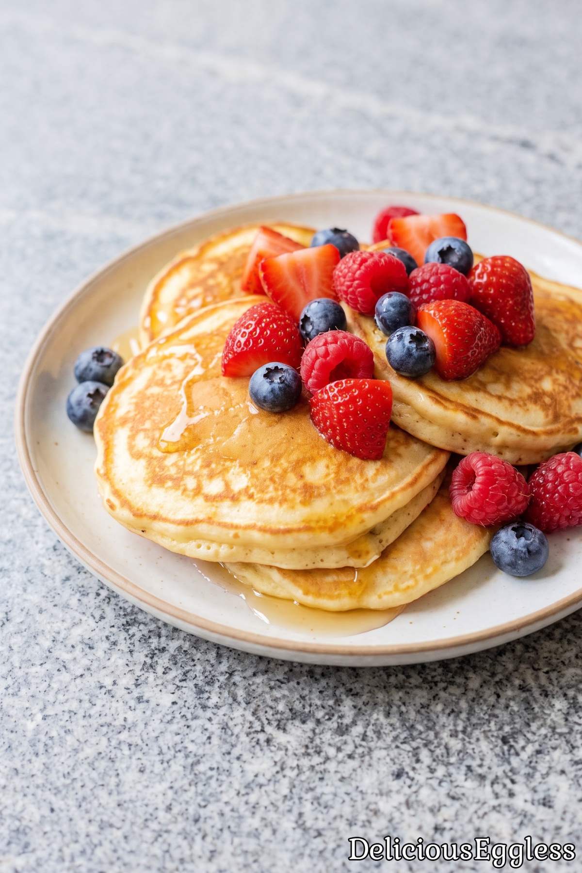Simple eggless yogurt pancakes for breakfast