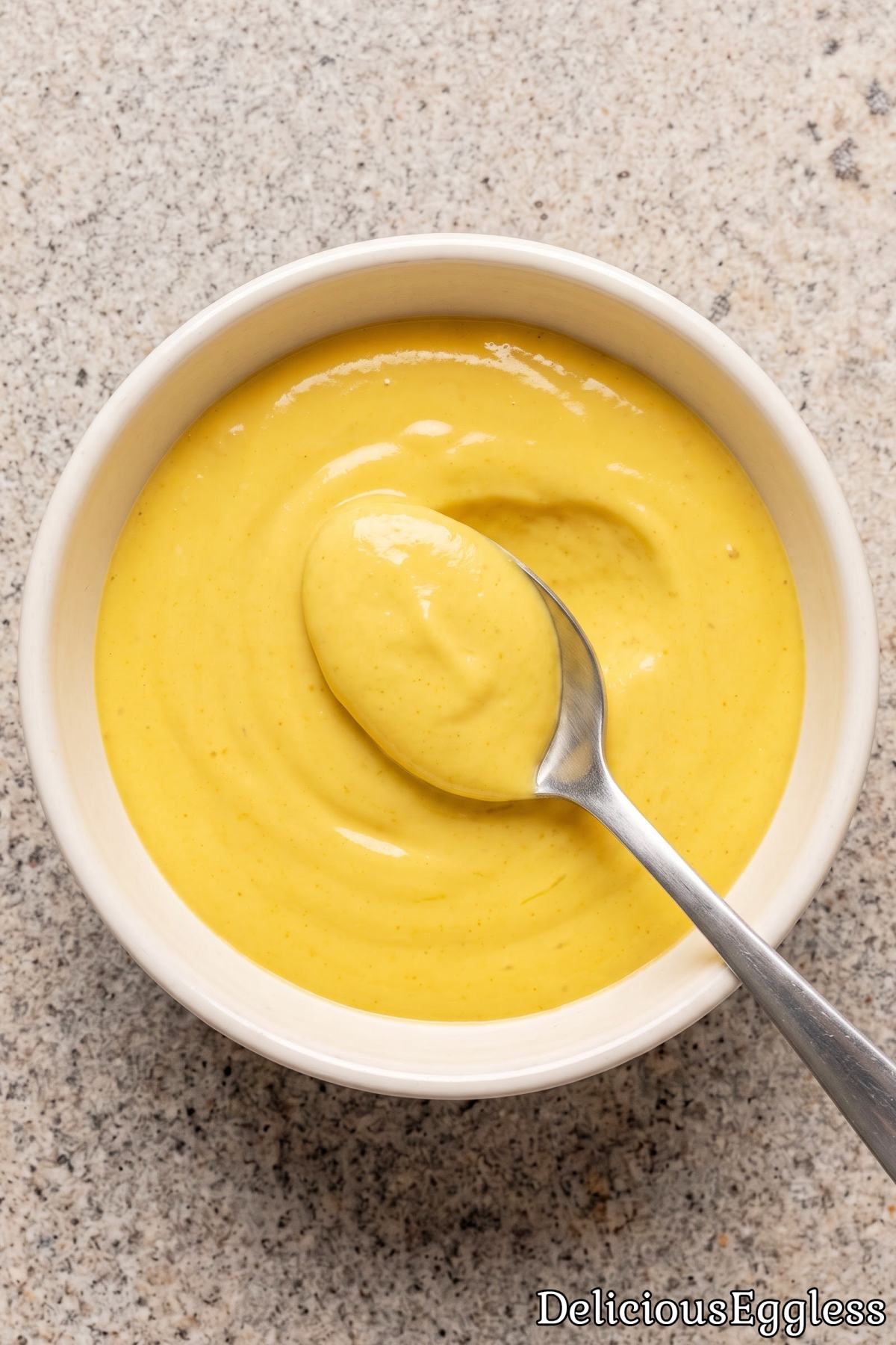 Velvety vegan hollandaise sauce in a bowl