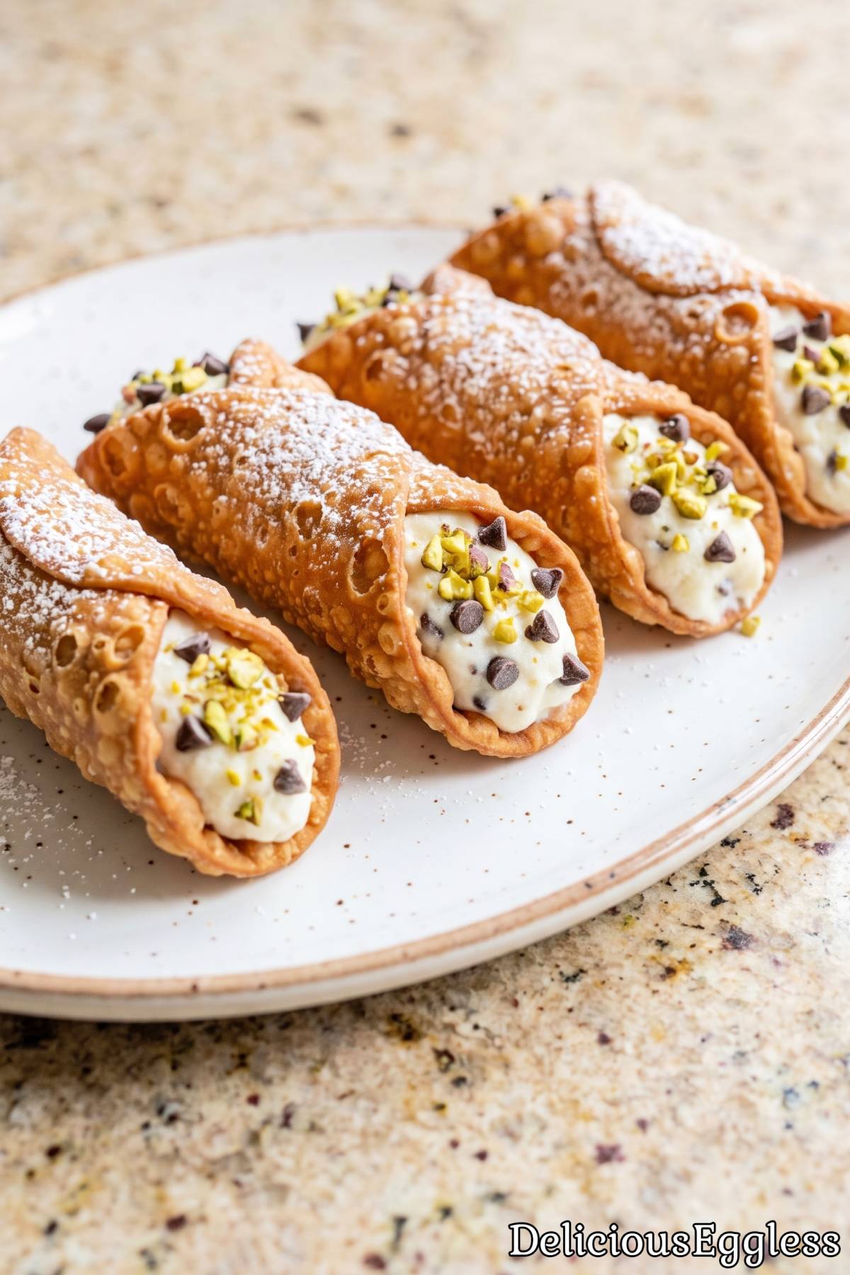 Fresh eggless cannoli with chocolate chips