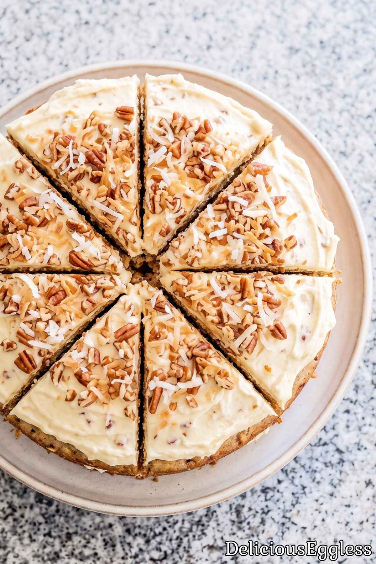 Eggless Italian cream cake with pecans