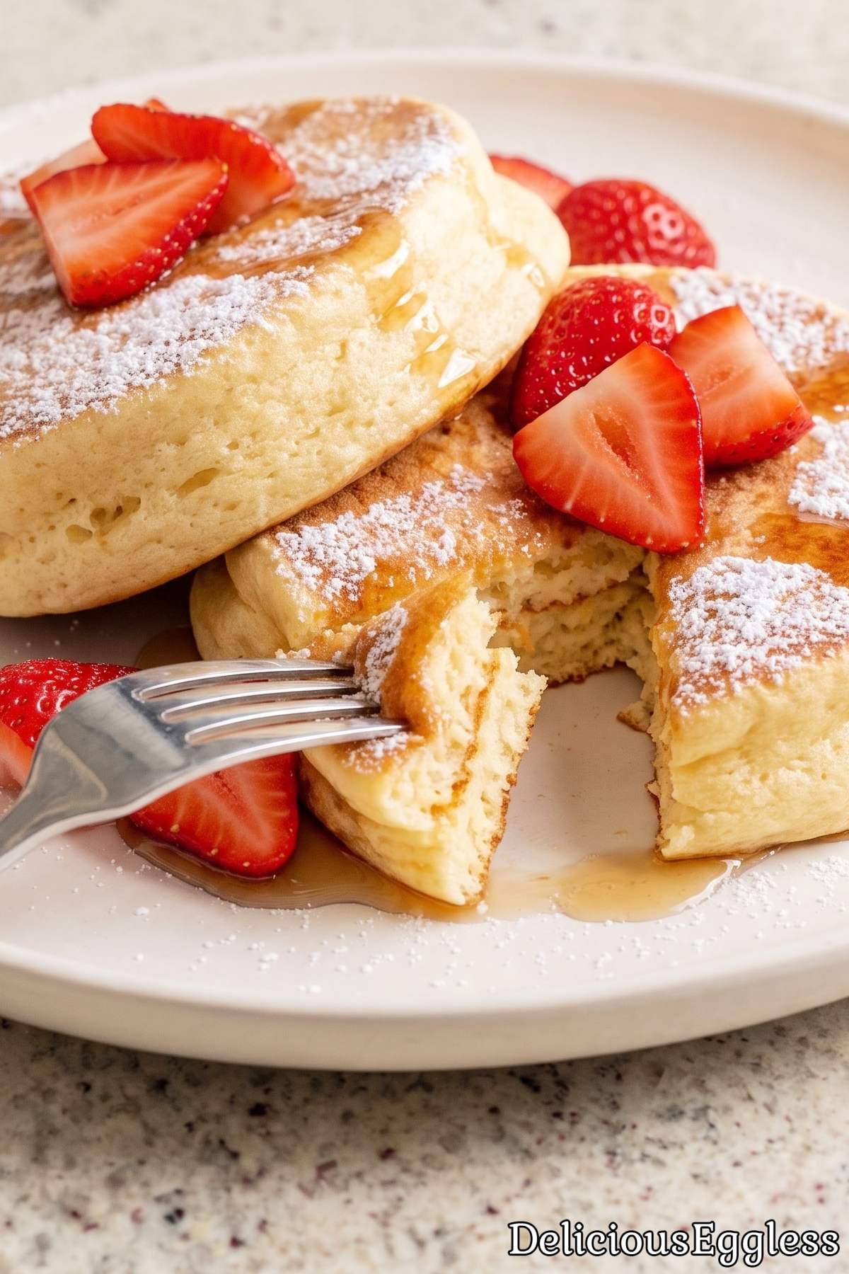 Sweet egg-free Japanese souffle hotcakes
