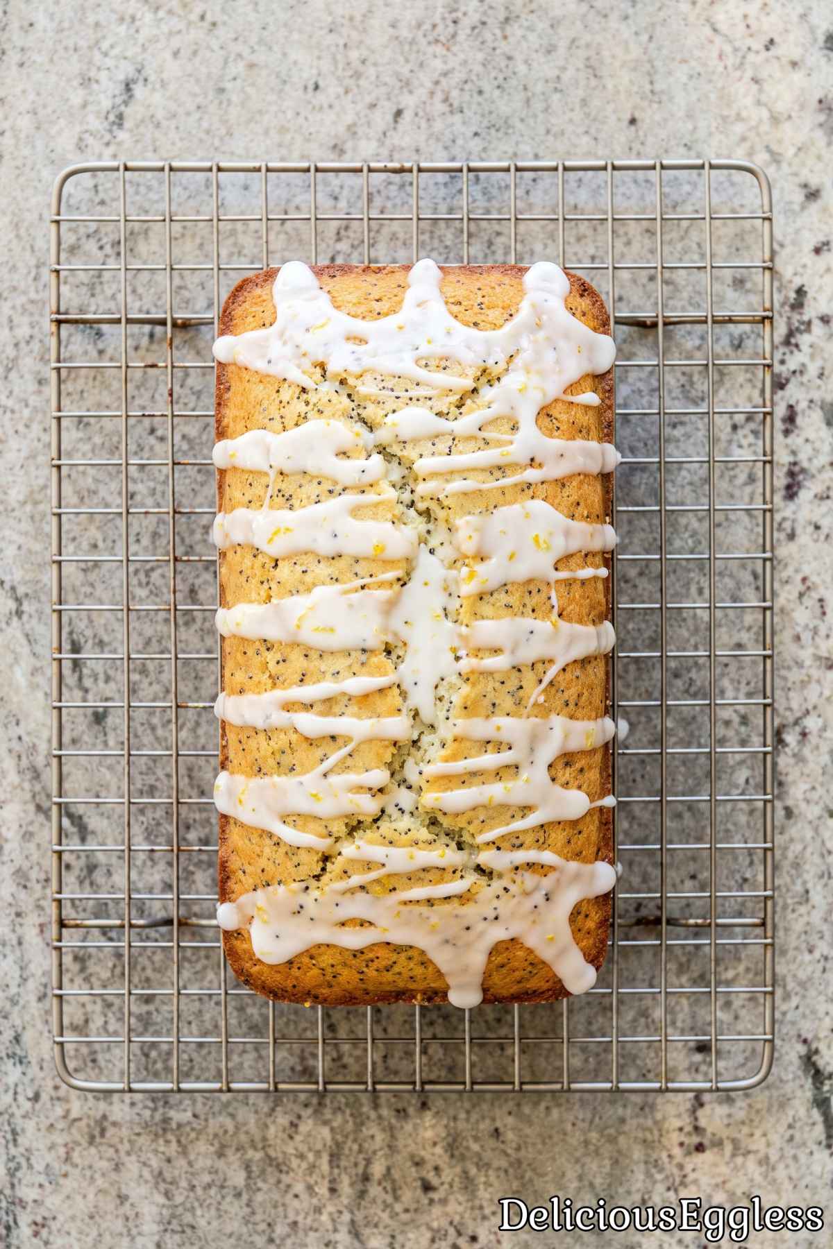 Slice of eggless lemon poppy seed cake