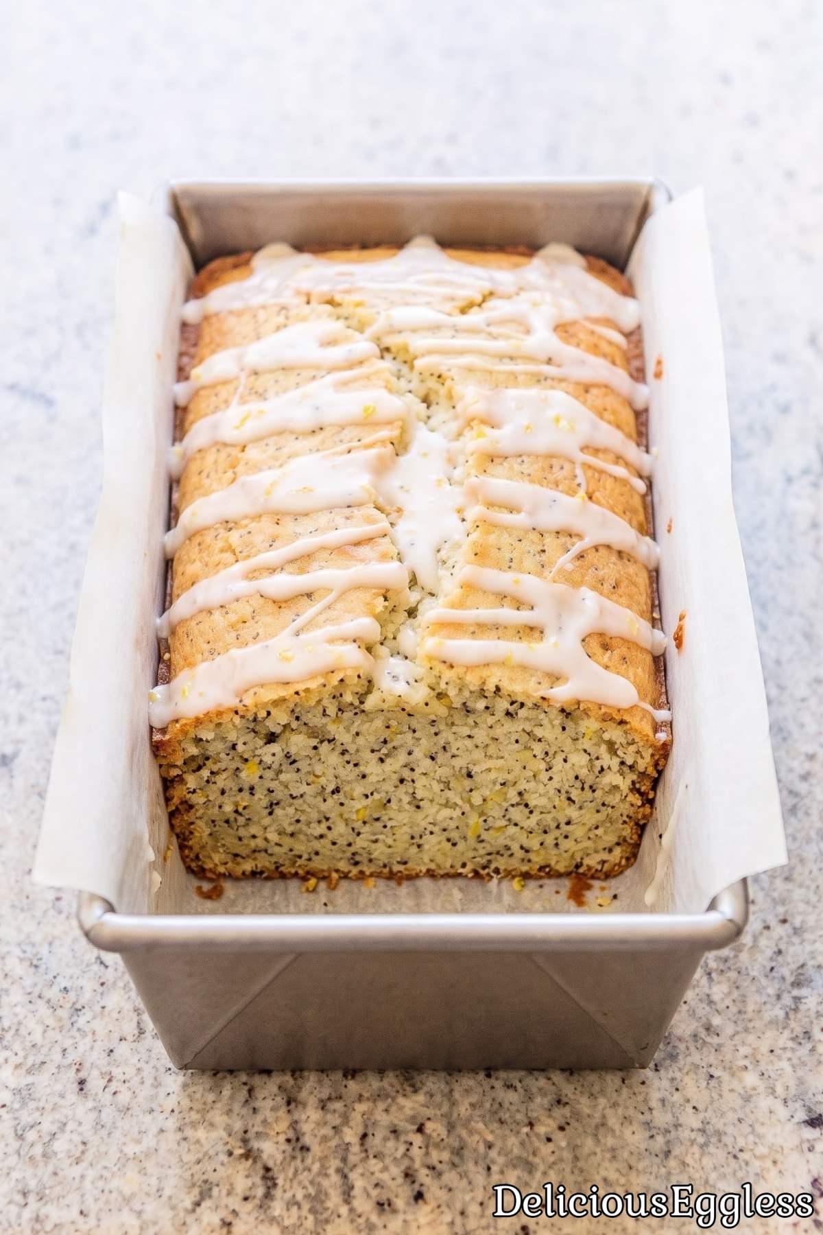 Egg-free lemon poppy seed loaf cake