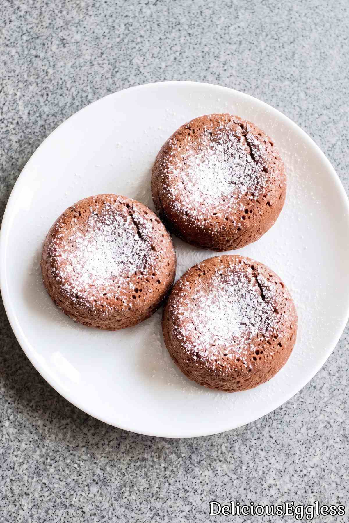 Warm egg-free chocolate lava cake
