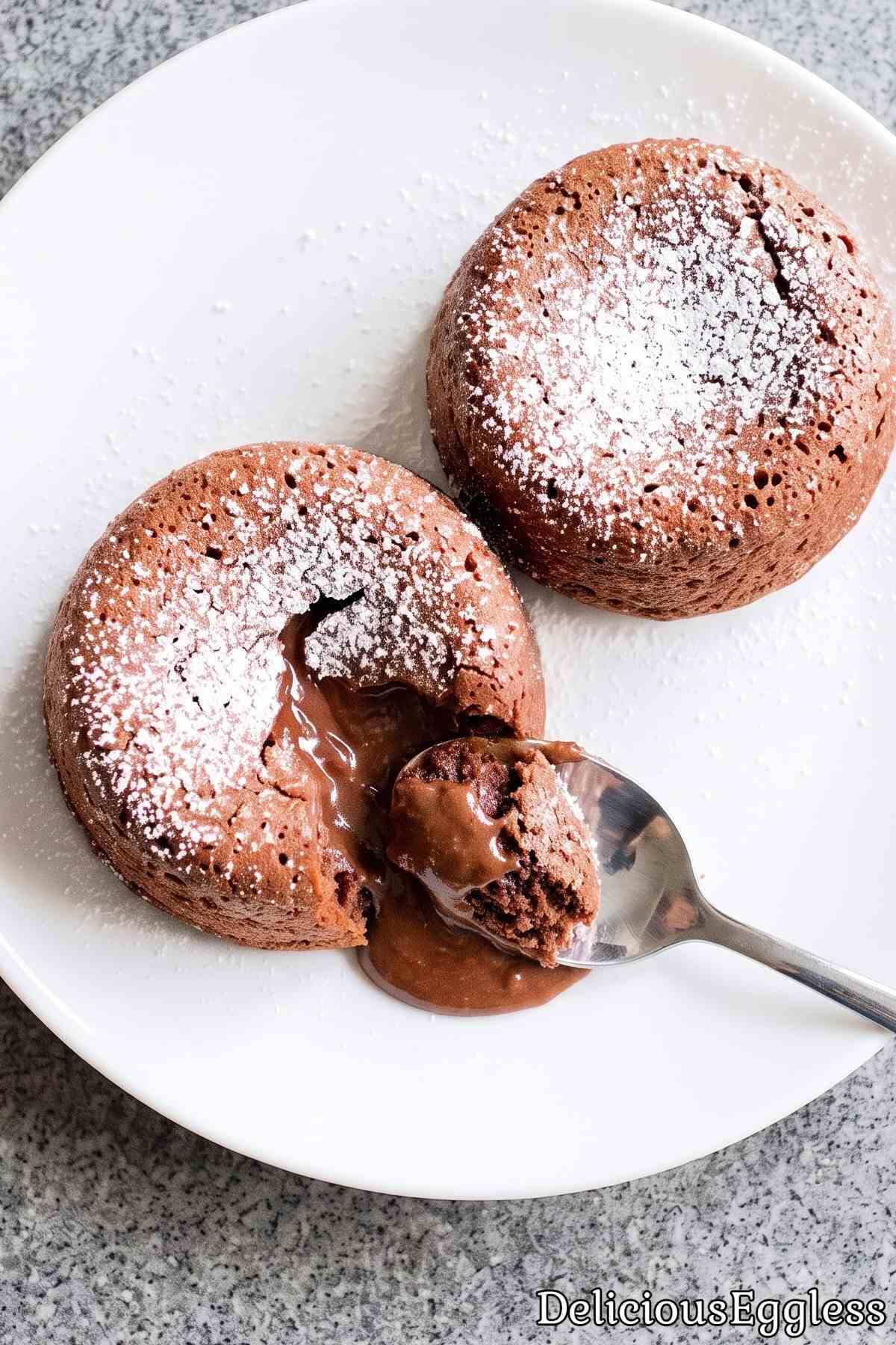 Fresh baked eggless molten lava cake