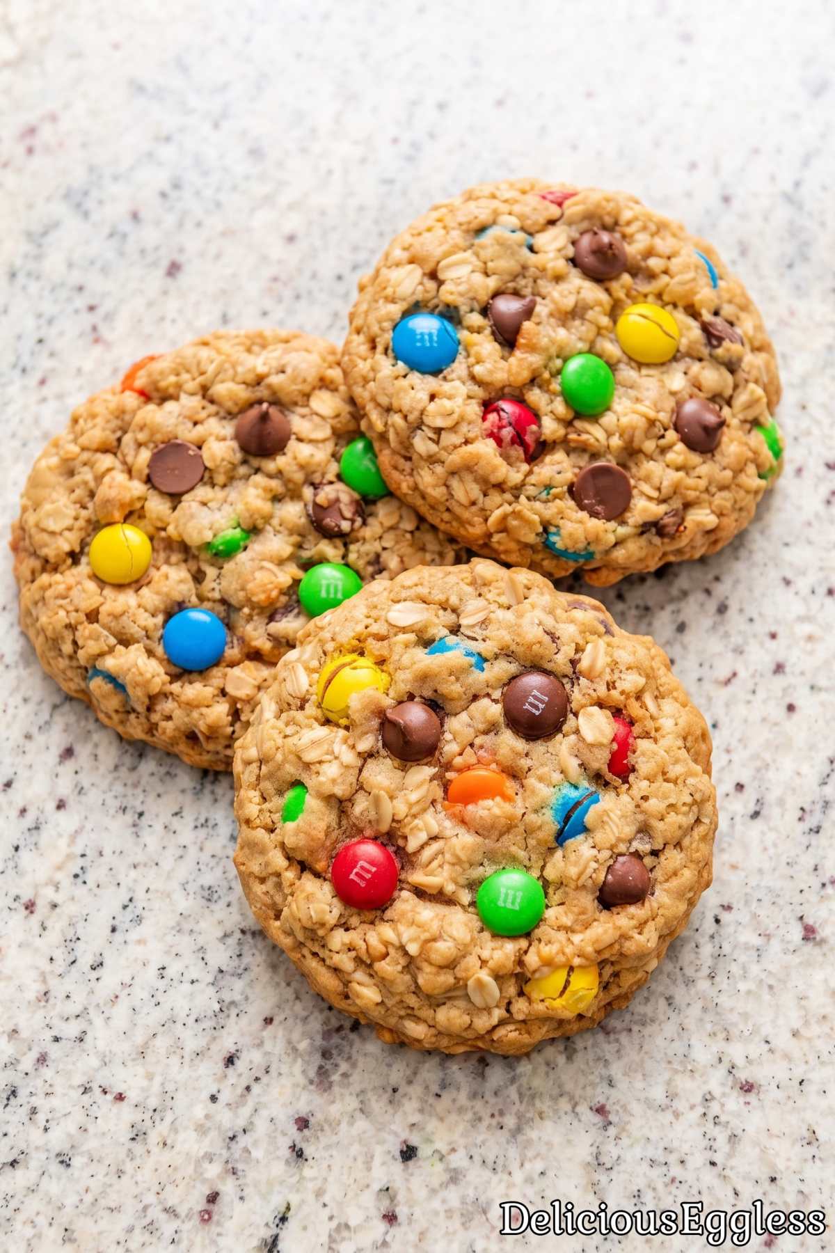 Soft egg-free monster cookies with candy