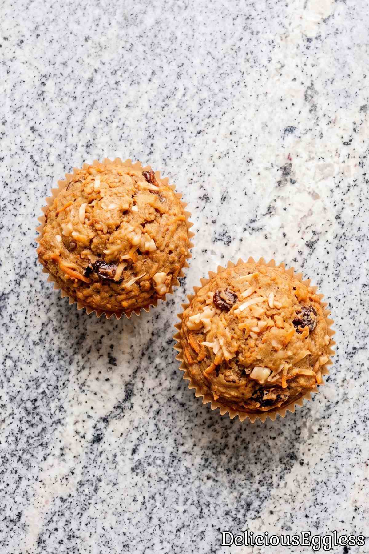 Soft and tender eggless morning glory muffins