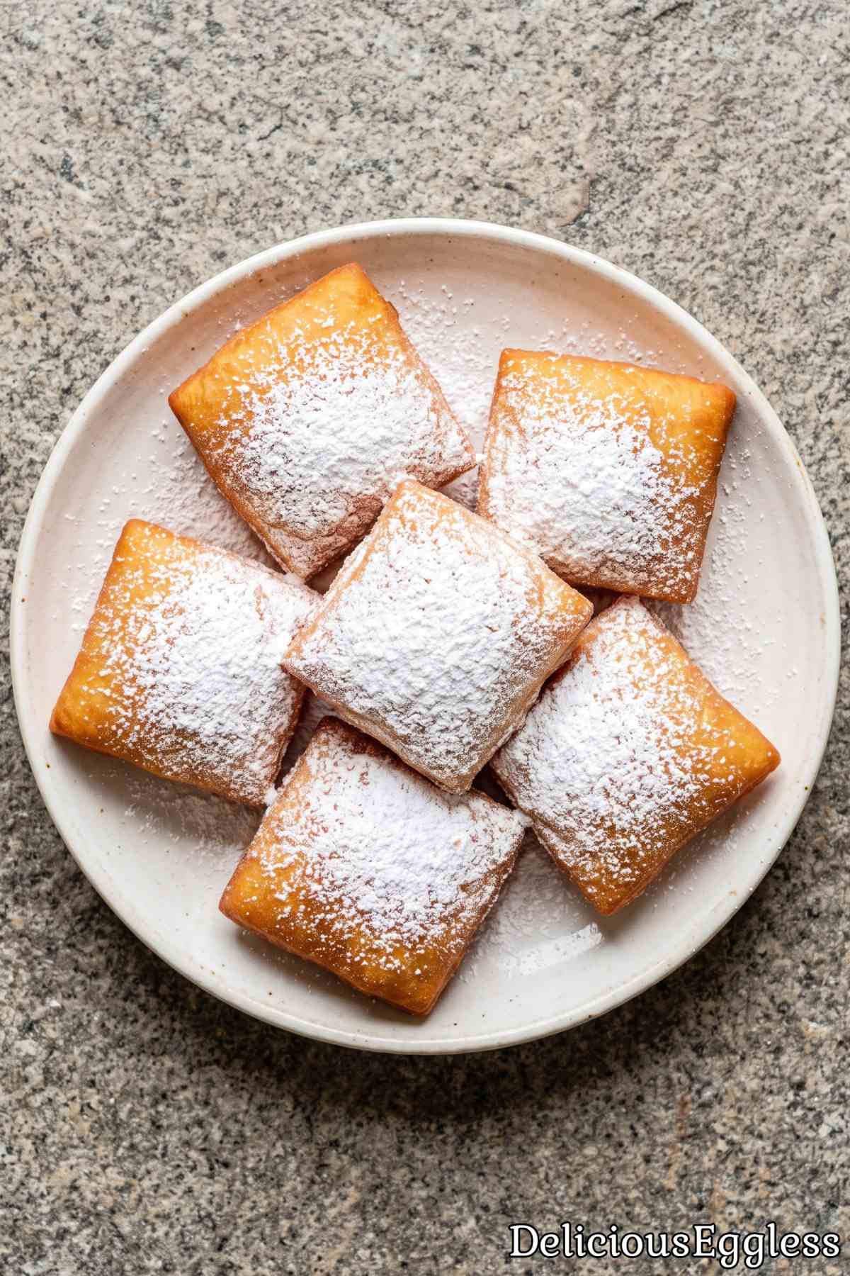 Fresh homemade eggless beignets