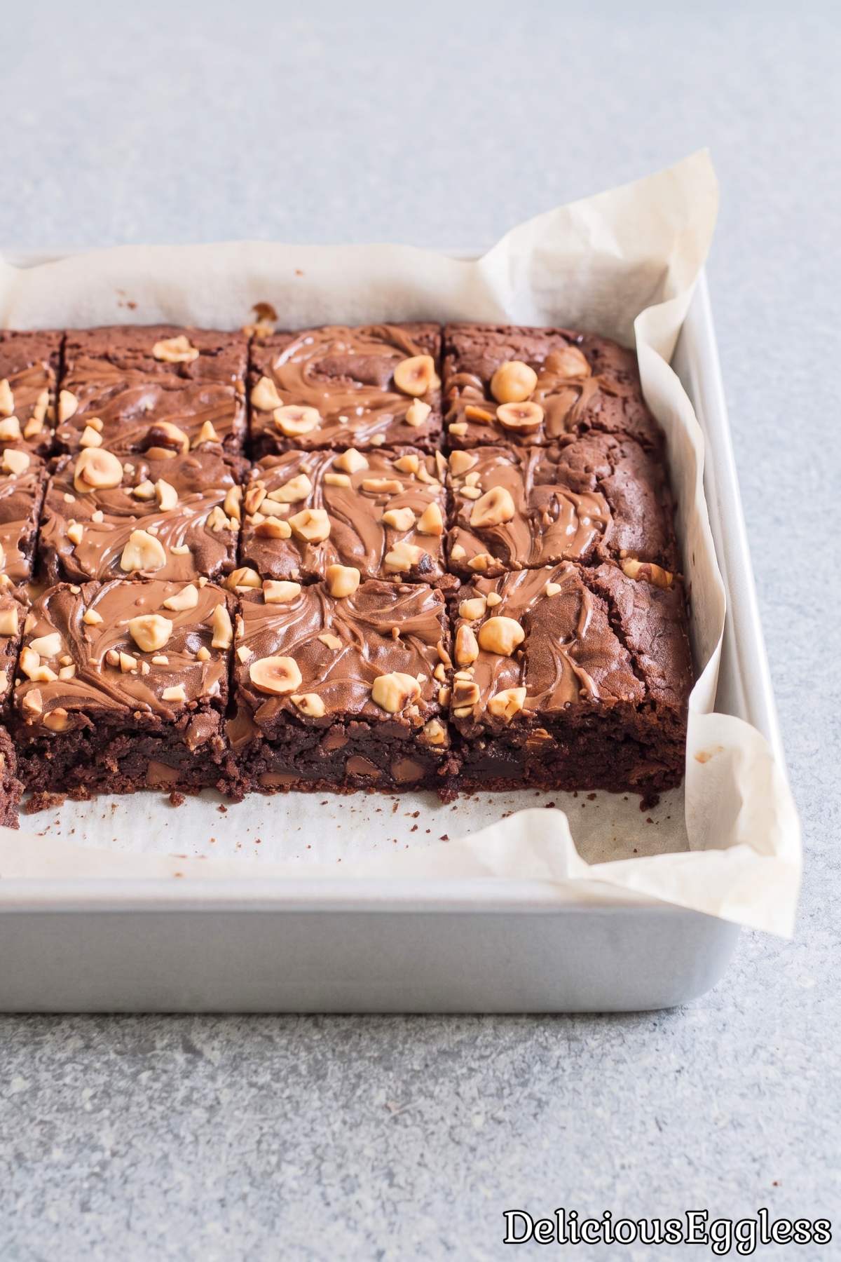 Homemade eggless Nutella brownies