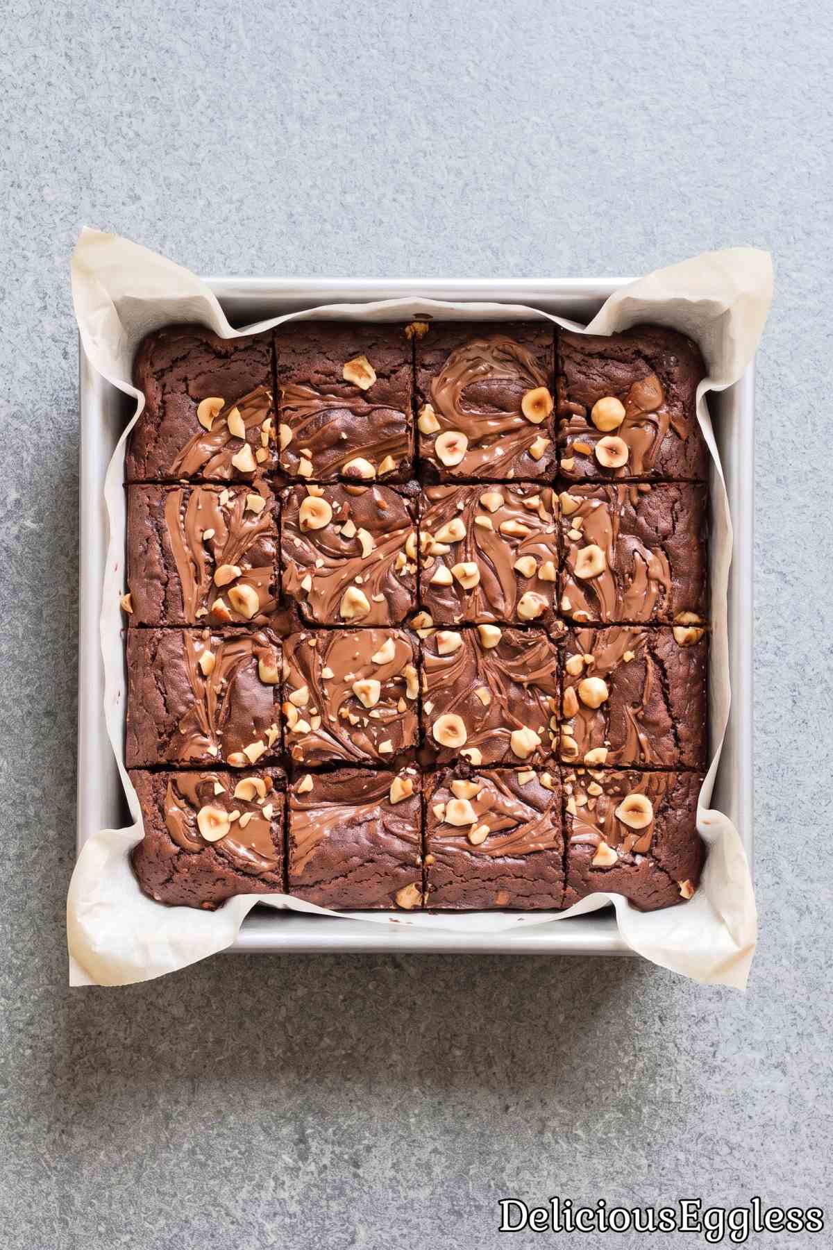 Easy homemade eggless Nutella brownies