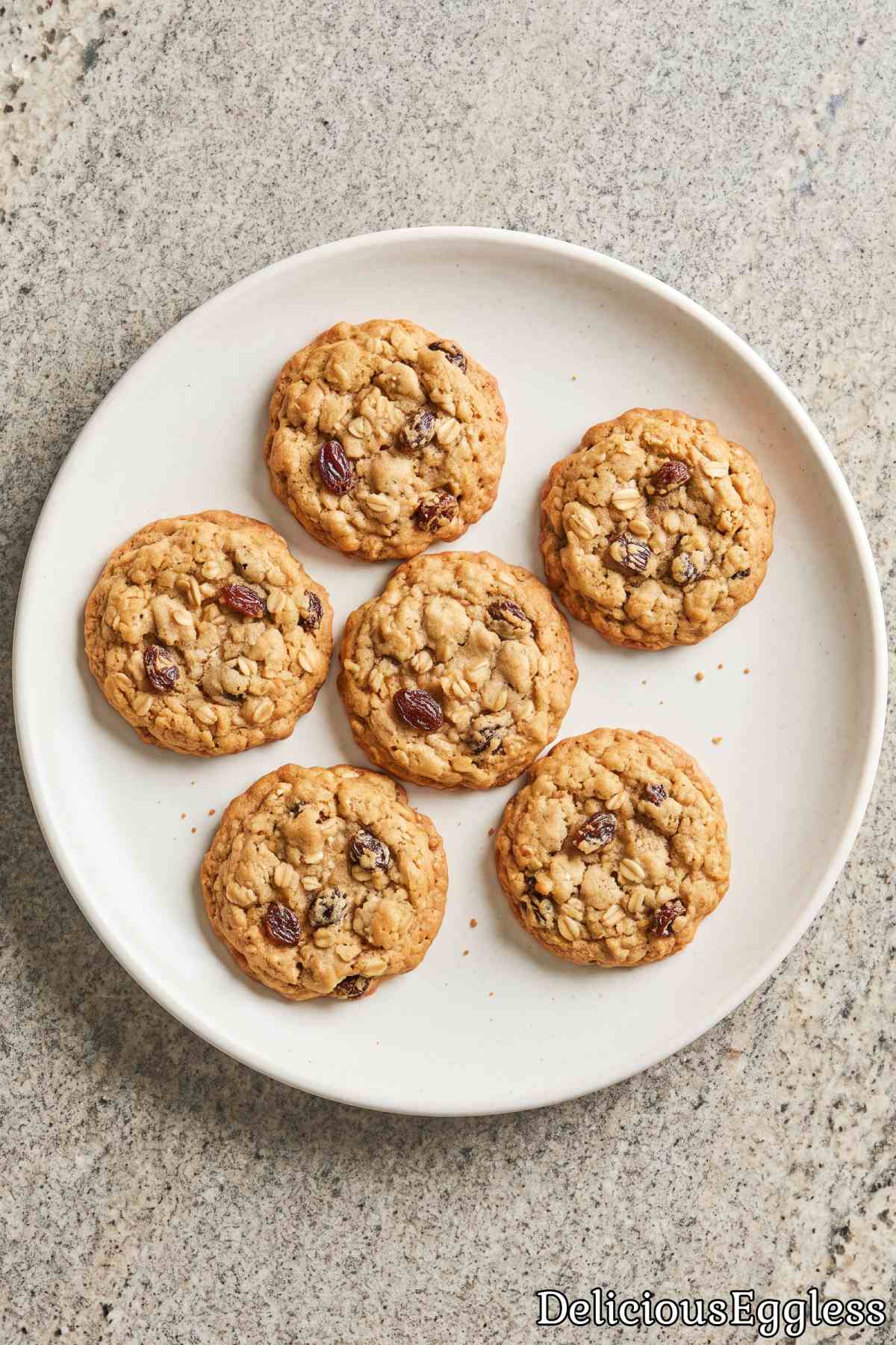 Baked eggless oatmeal raisin cookies
