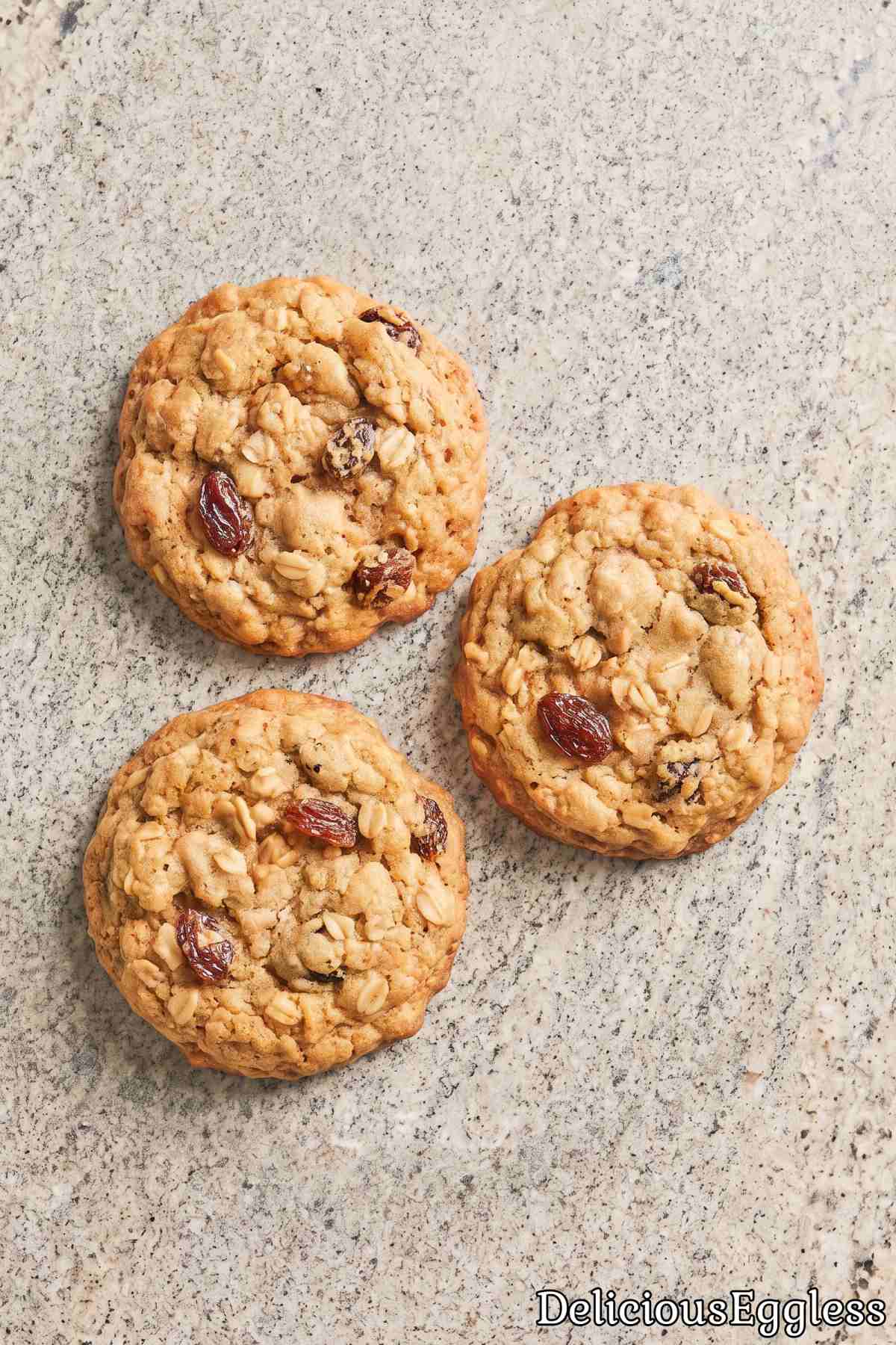 Rustic eggless oatmeal raisin cookies