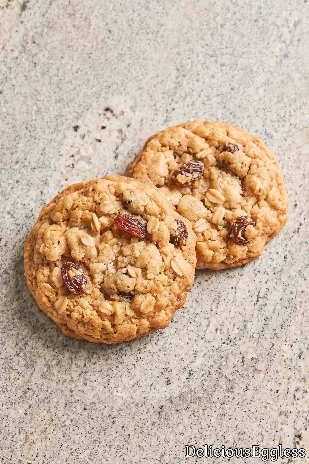 Warm homemade eggless oatmeal raisin cookies