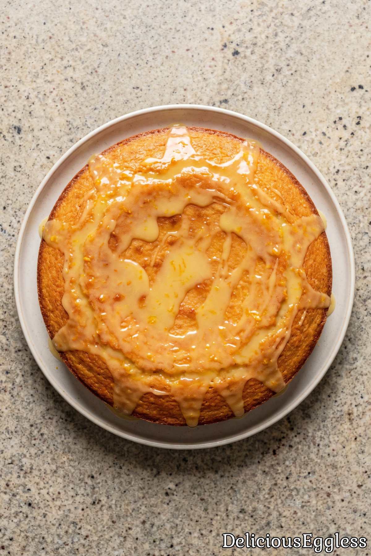 Golden eggless orange olive oil cake