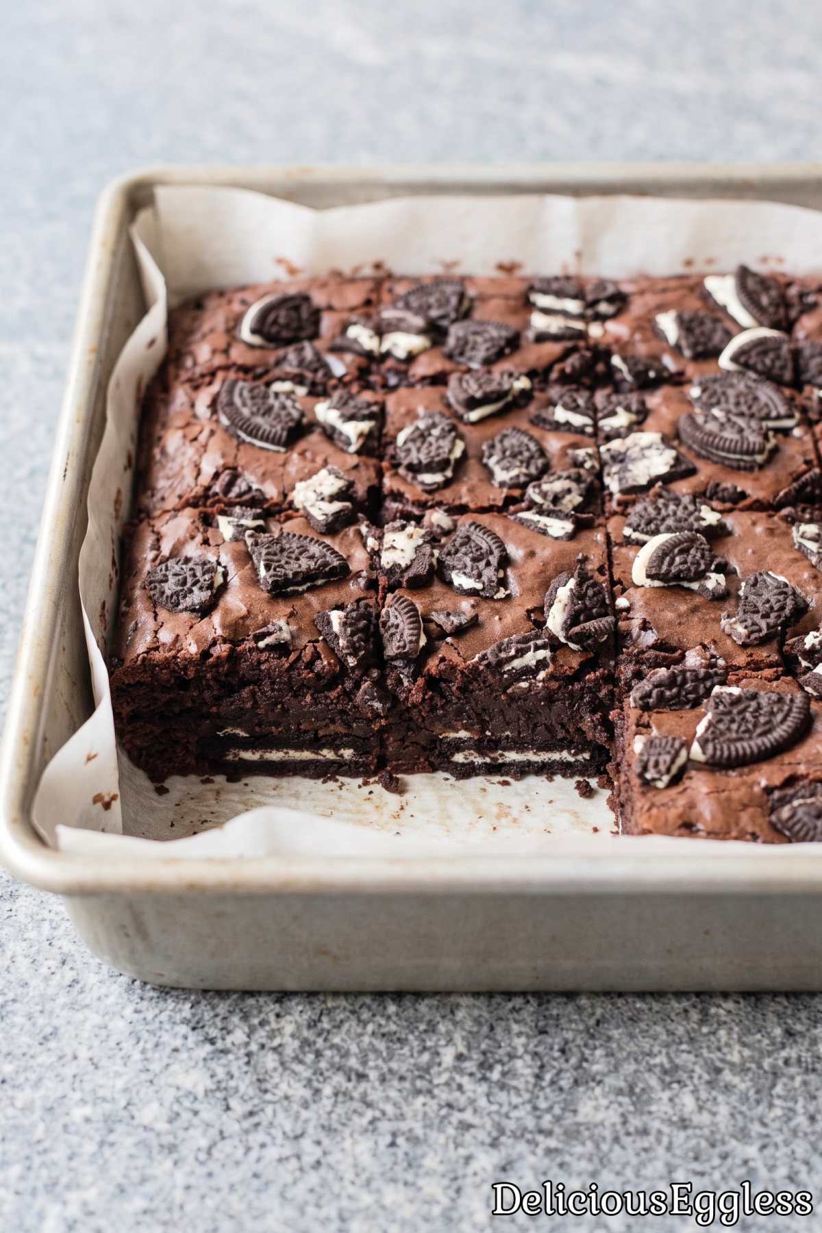 Chewy homemade eggless Oreo brownies