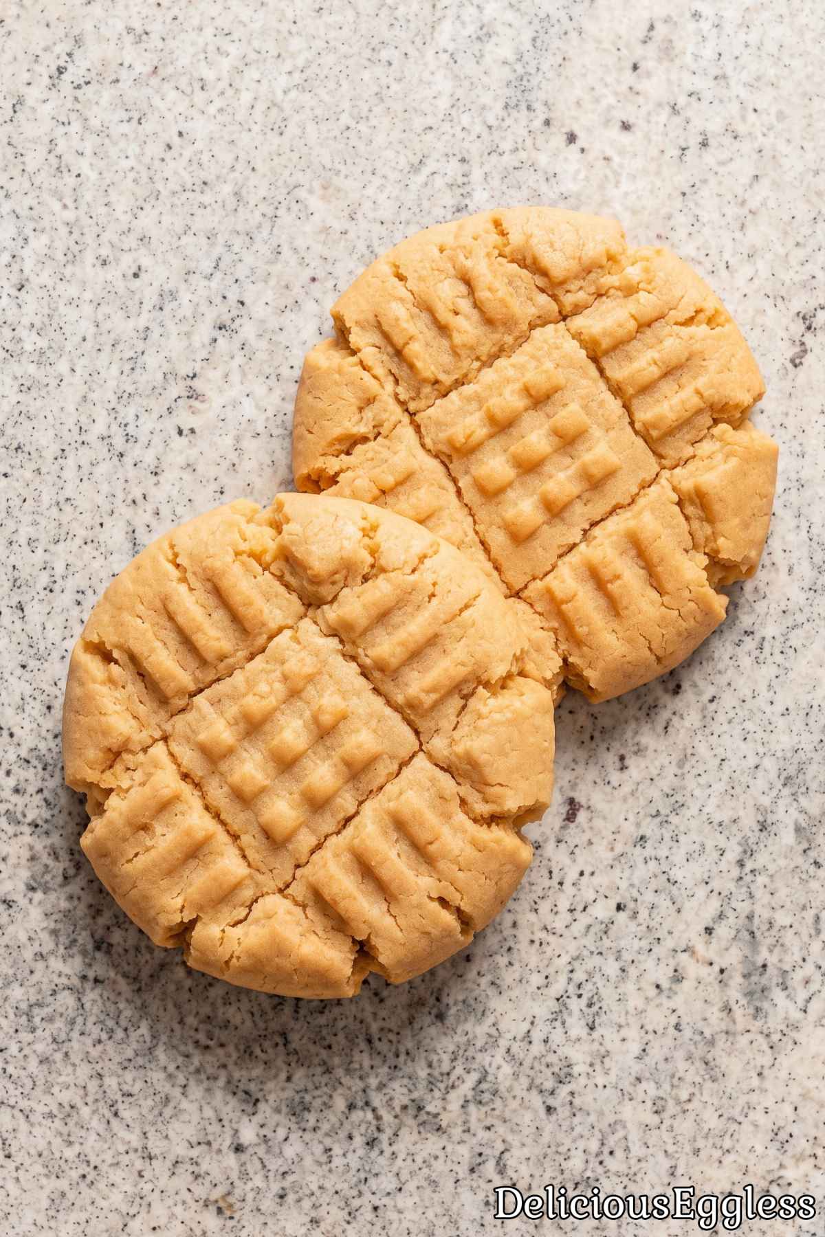 Stack of soft eggless peanut butter cookies