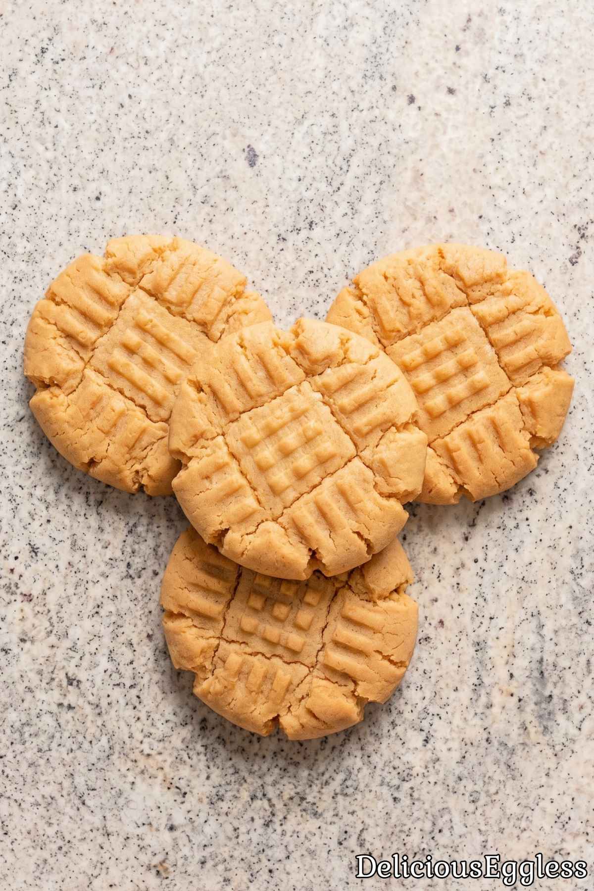 Fresh eggless peanut butter cookies on a plate