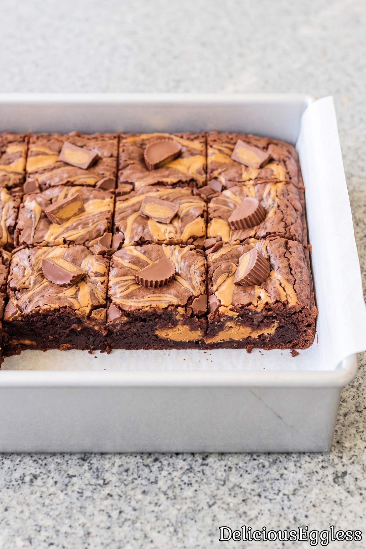 Fresh eggless peanut butter swirl brownies