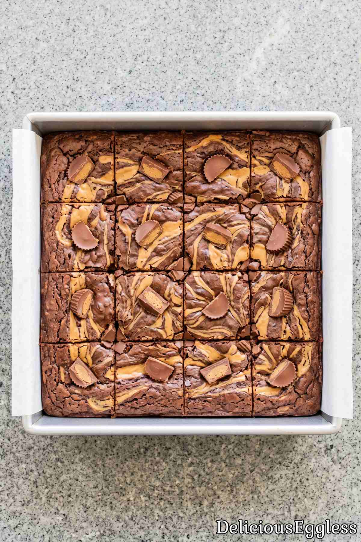 Homemade eggless peanut butter brownies