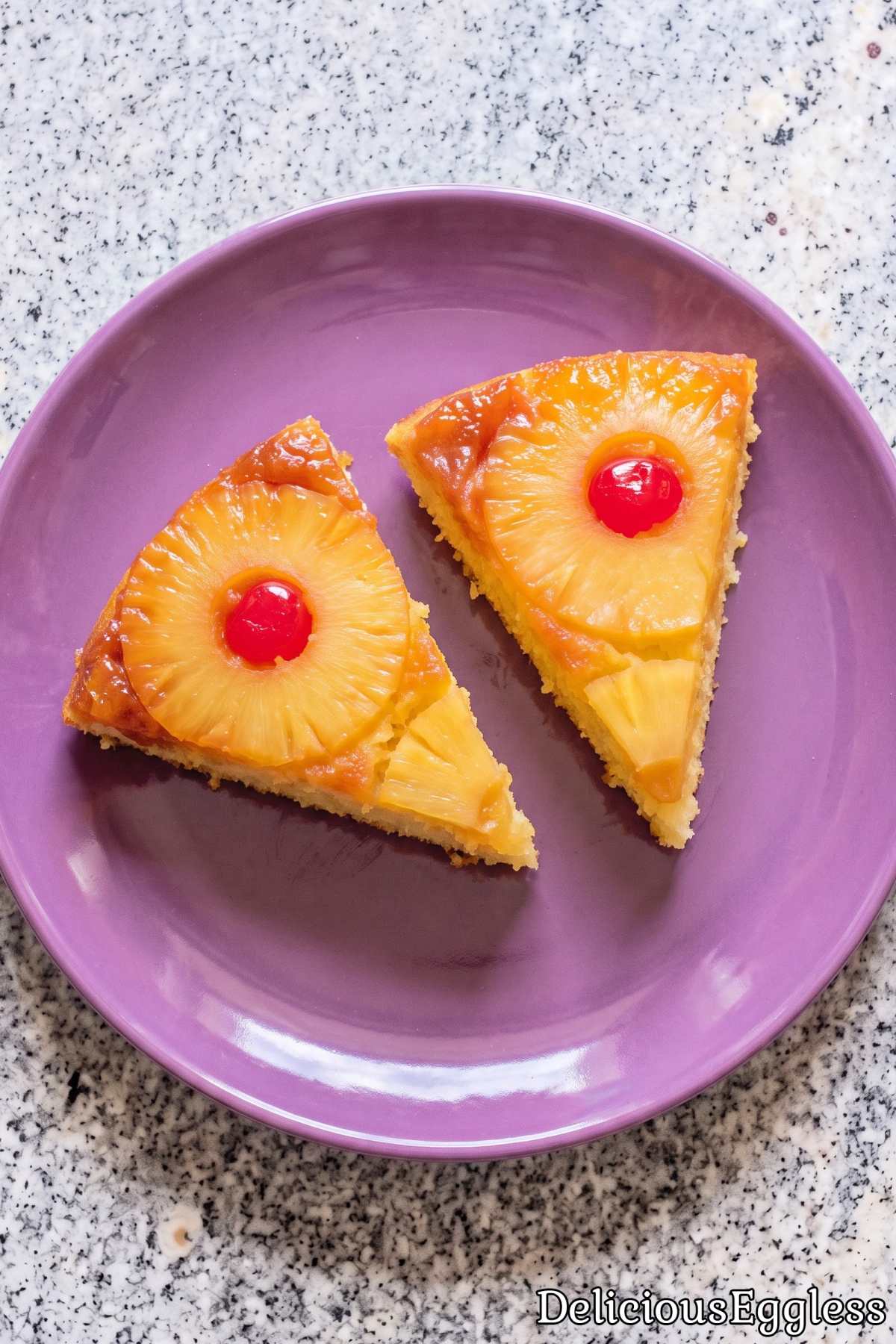 Sweet eggless pineapple cake with cherries