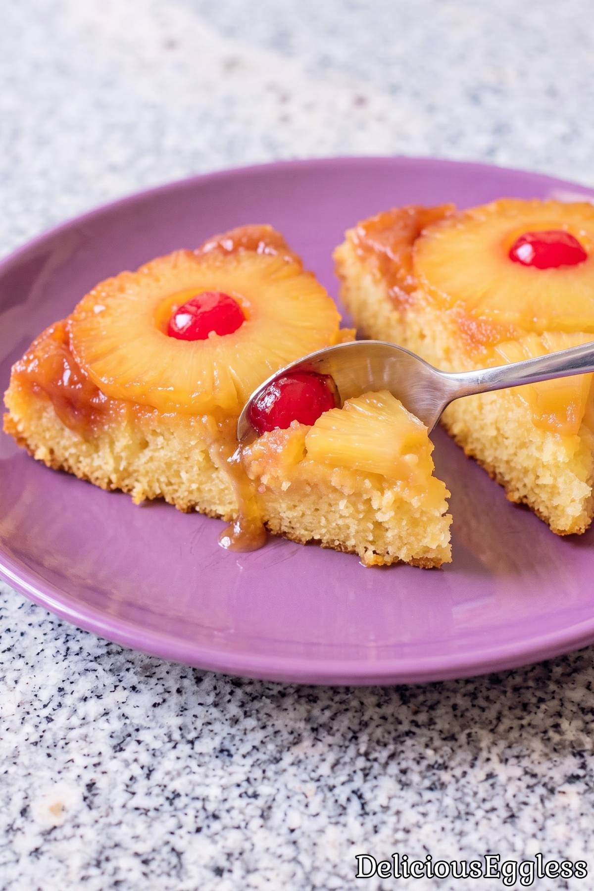 Juicy eggless pineapple upside down cake