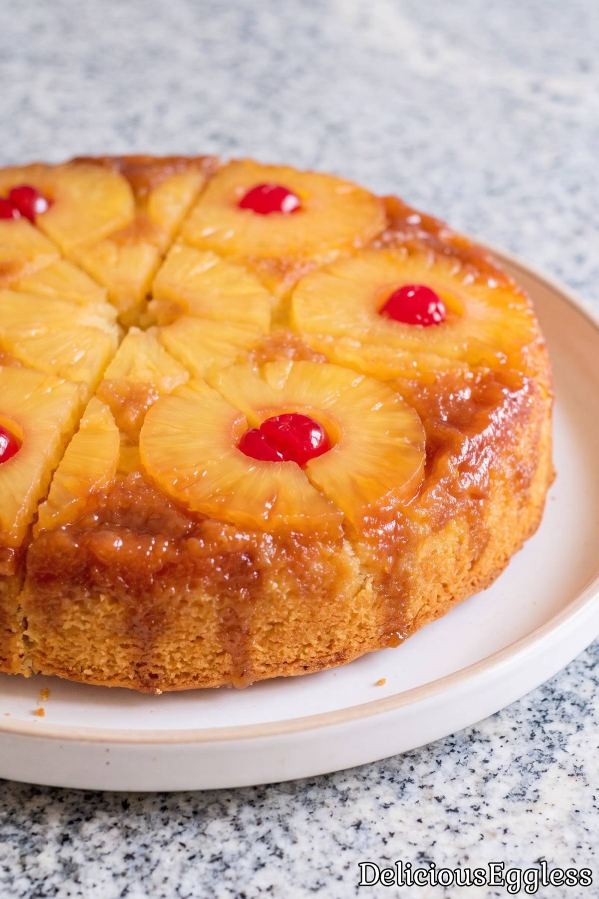 Easy eggless pineapple upside down cake