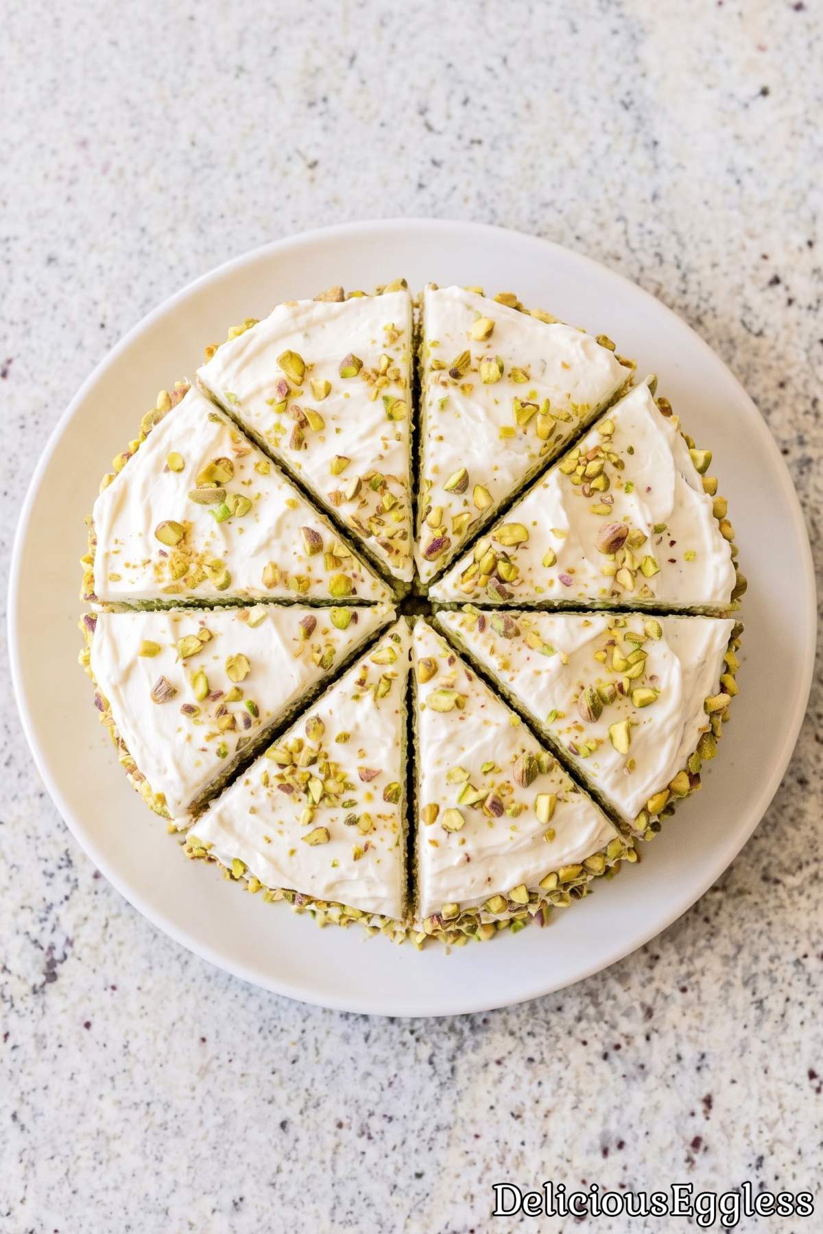Soft and green eggless pistachio cake