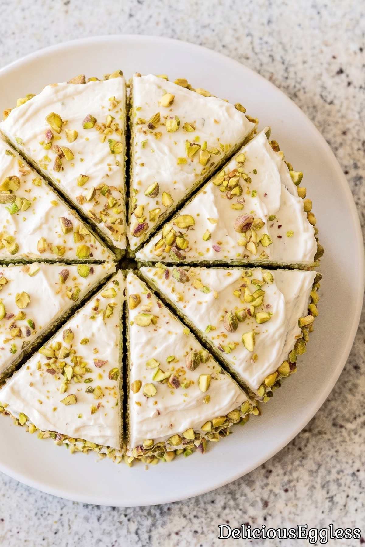 Tasty vegan friendly pistachio cake slice